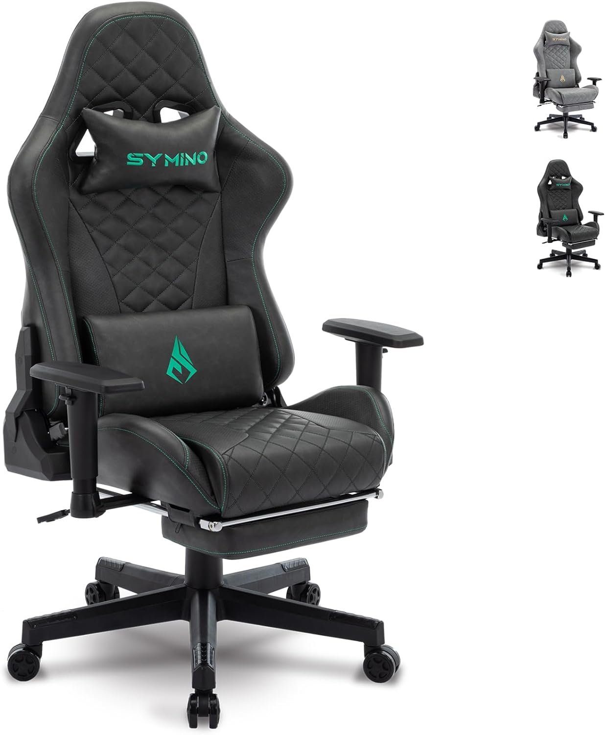 symino Gaming Chair (Ergonomischer Burostuhl,Schreibtischstuhl mit Verstellbarer Sitz), Racing Stuhl Ergonomischer Gaming Stuhl Fußstütze Bürostuhl Pu-leder