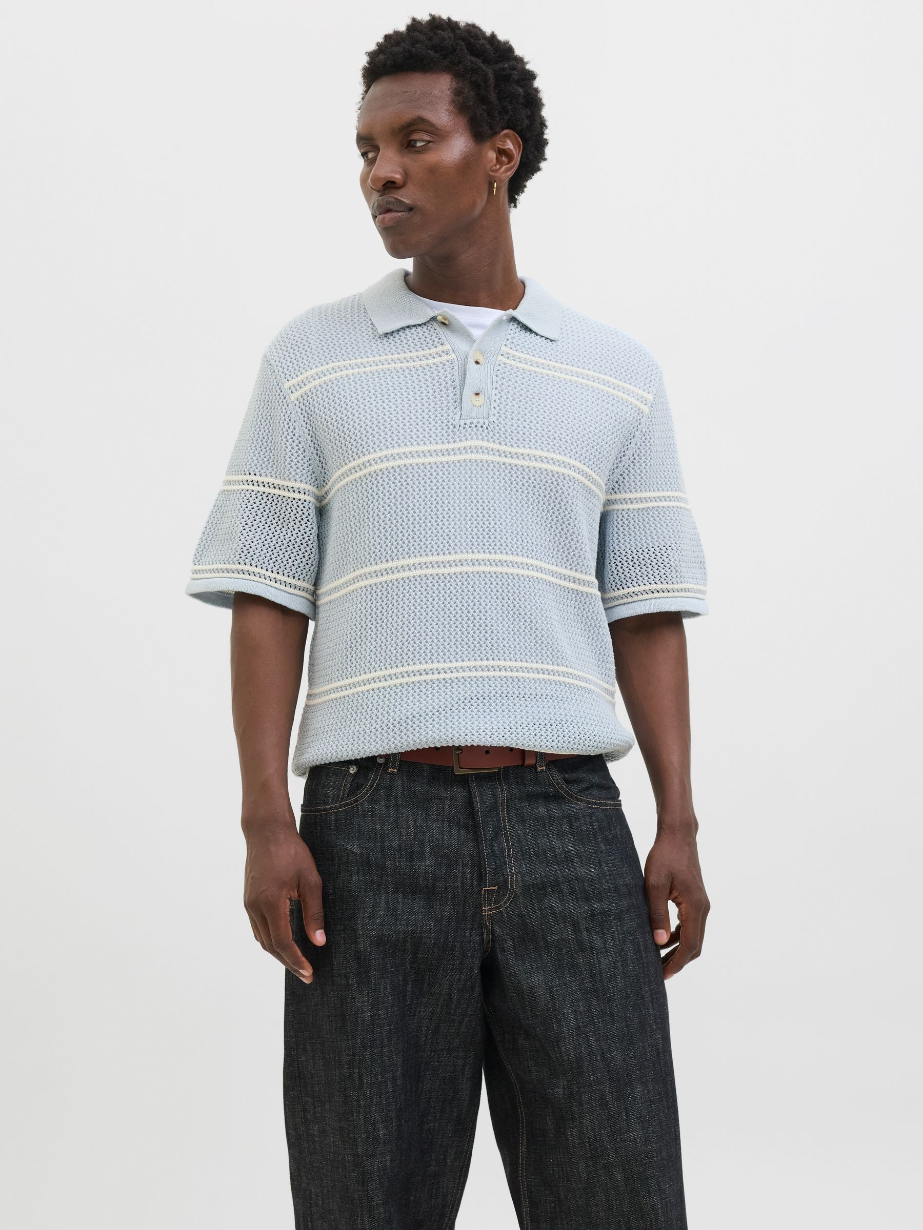 Jack & Jones Poloshirt Gestricktes kurzärmliges Oberteil mit Streifen JORSU günstig online kaufen
