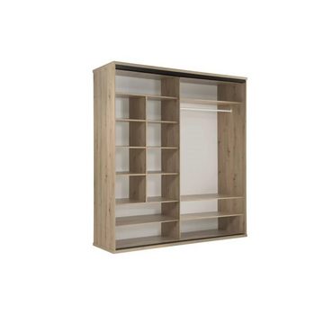 99rooms Schwebetürenschrank Callas Eiche Artisan Dekor (Kleiderschrank, Mehrzweckschrank) 2-türig, mit Spiegel, aus Holzwerkstoff, Modern Design, viel Stauraum