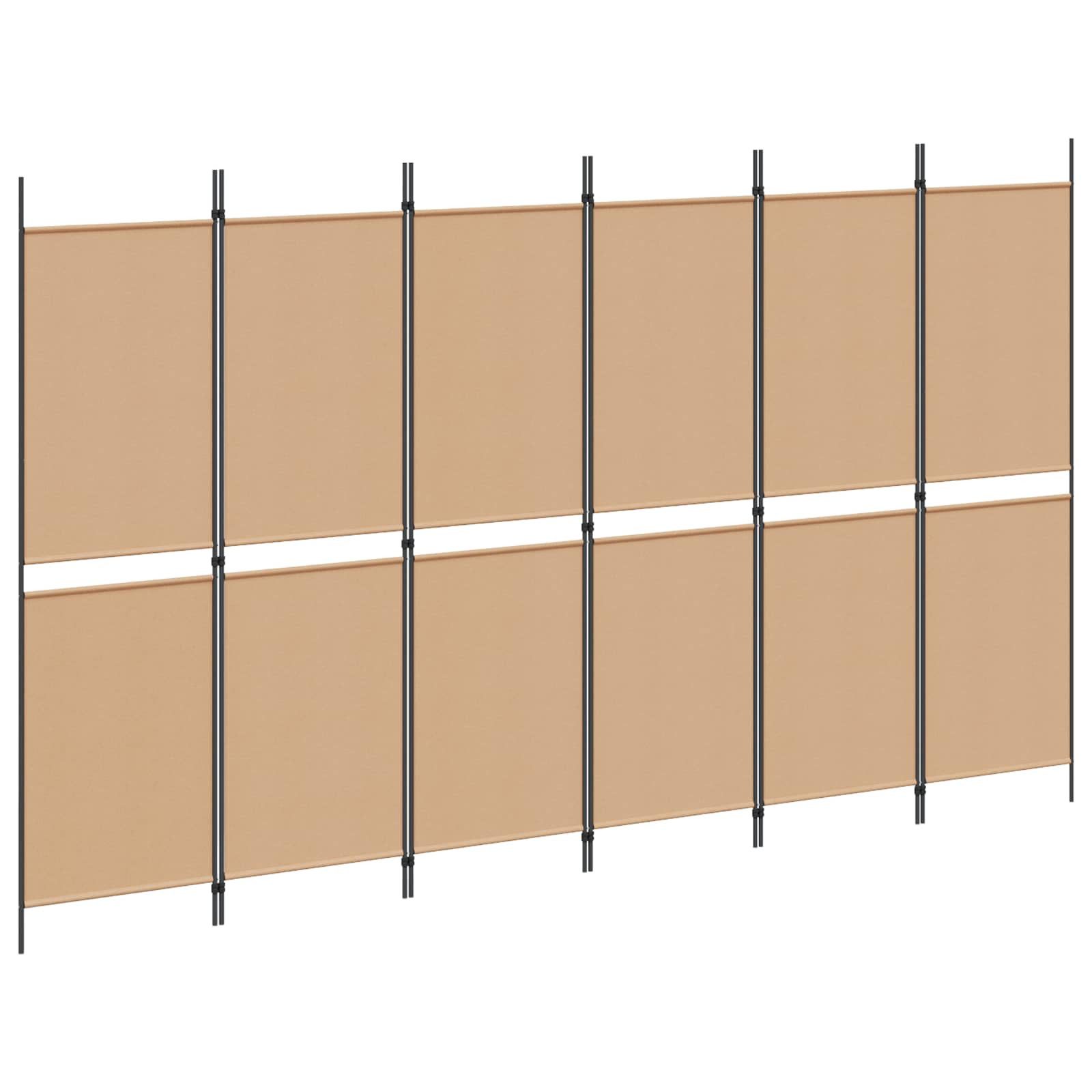 vidaXL Raumteiler 6-teiliger Raumtrenner Beige 300 x 180 cm Stoff, 1-tlg.