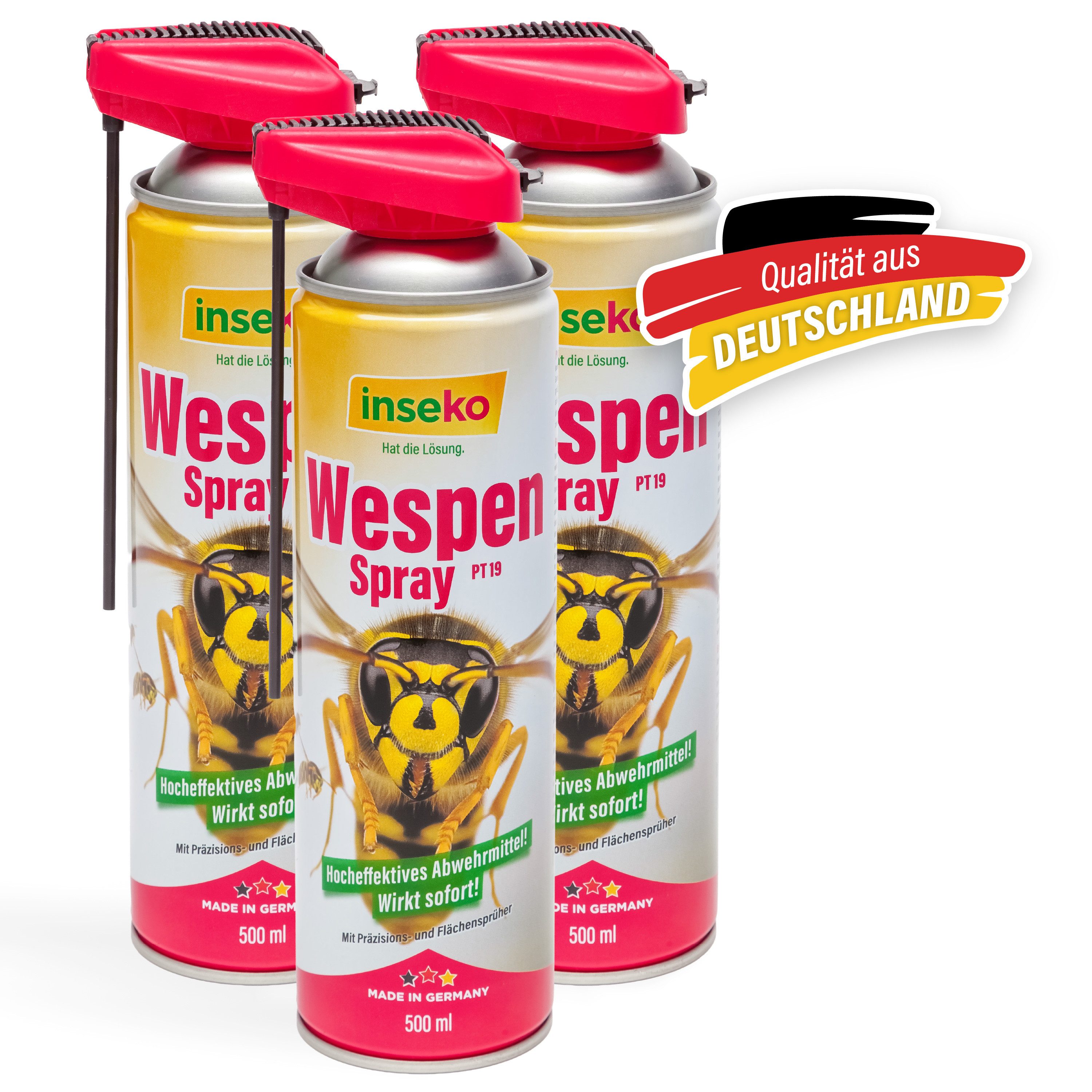Inseko Wespenspray 3x inseko Wespenspray 500 ml - effektive Sofortwirkung (PT19), 3-St., gegen Wespen & Wespennester