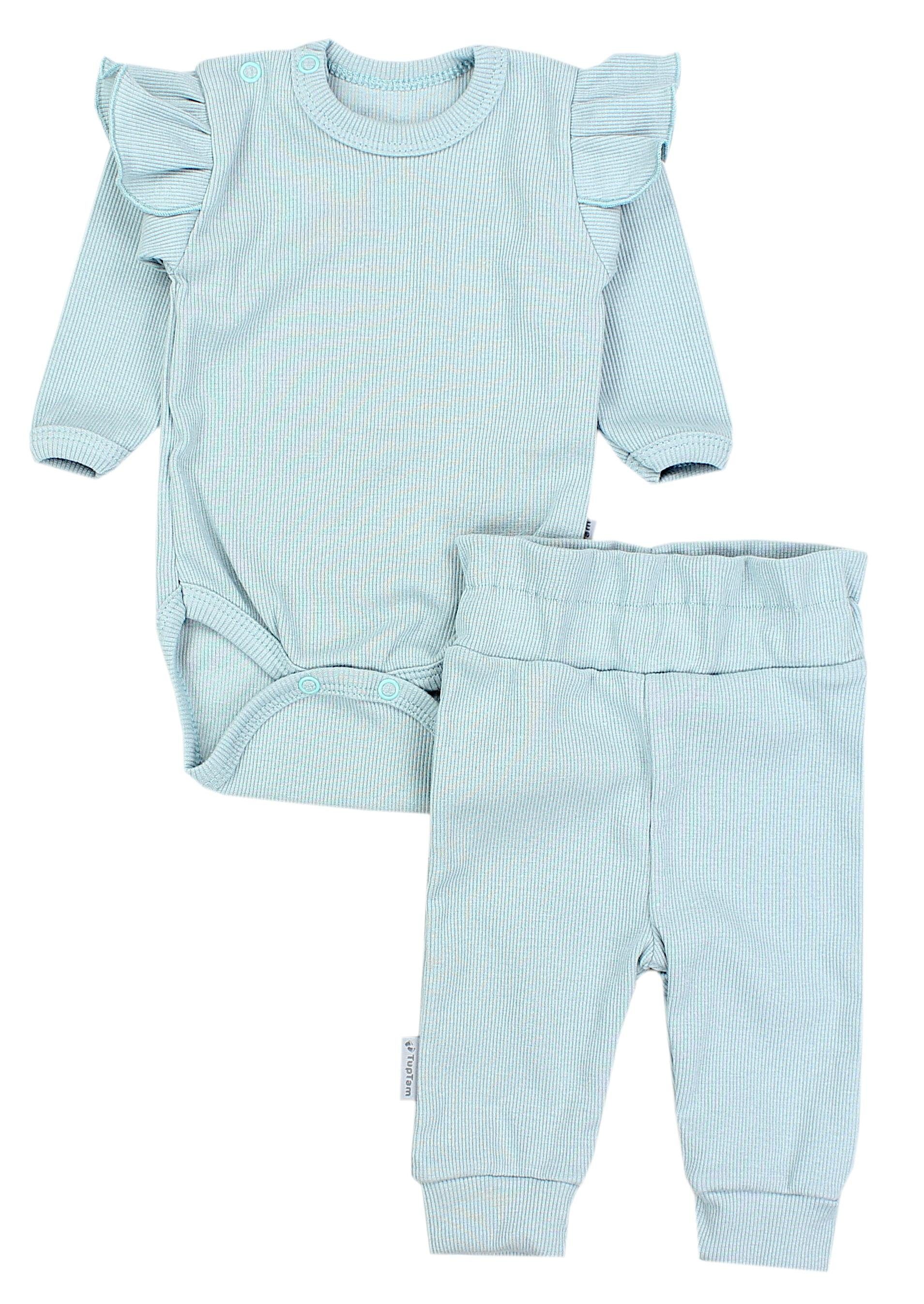 TupTam Erstausstattungspaket TupTam Baby Mädchen Babykleidung Outfit  Rippstoff Langarmbody Babyhose mit Rüsche