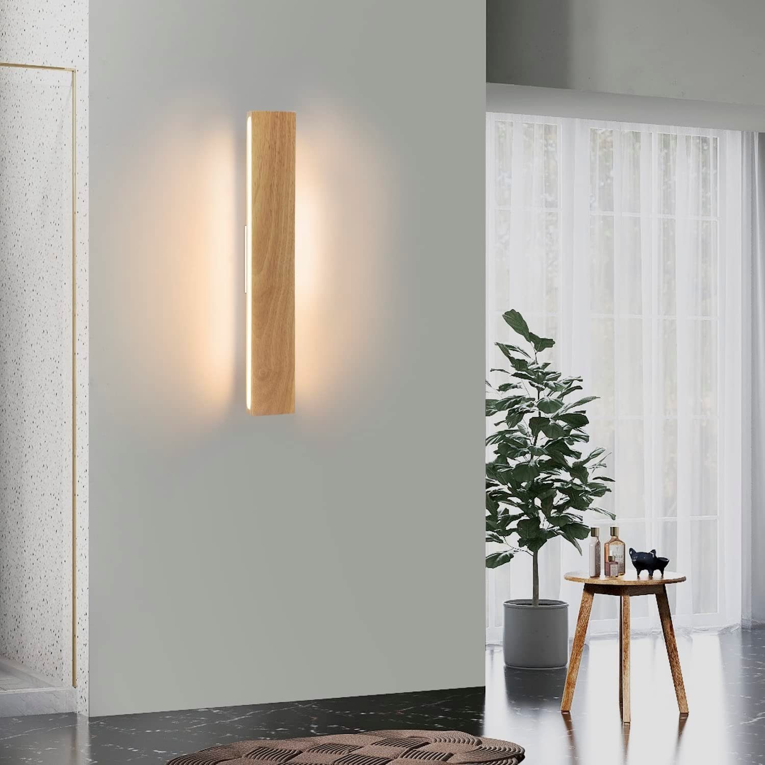Nettlife LED Wandleuchte Indoor Wandleuchte-52 cm Holz Moderne, 300° Drehba günstig online kaufen