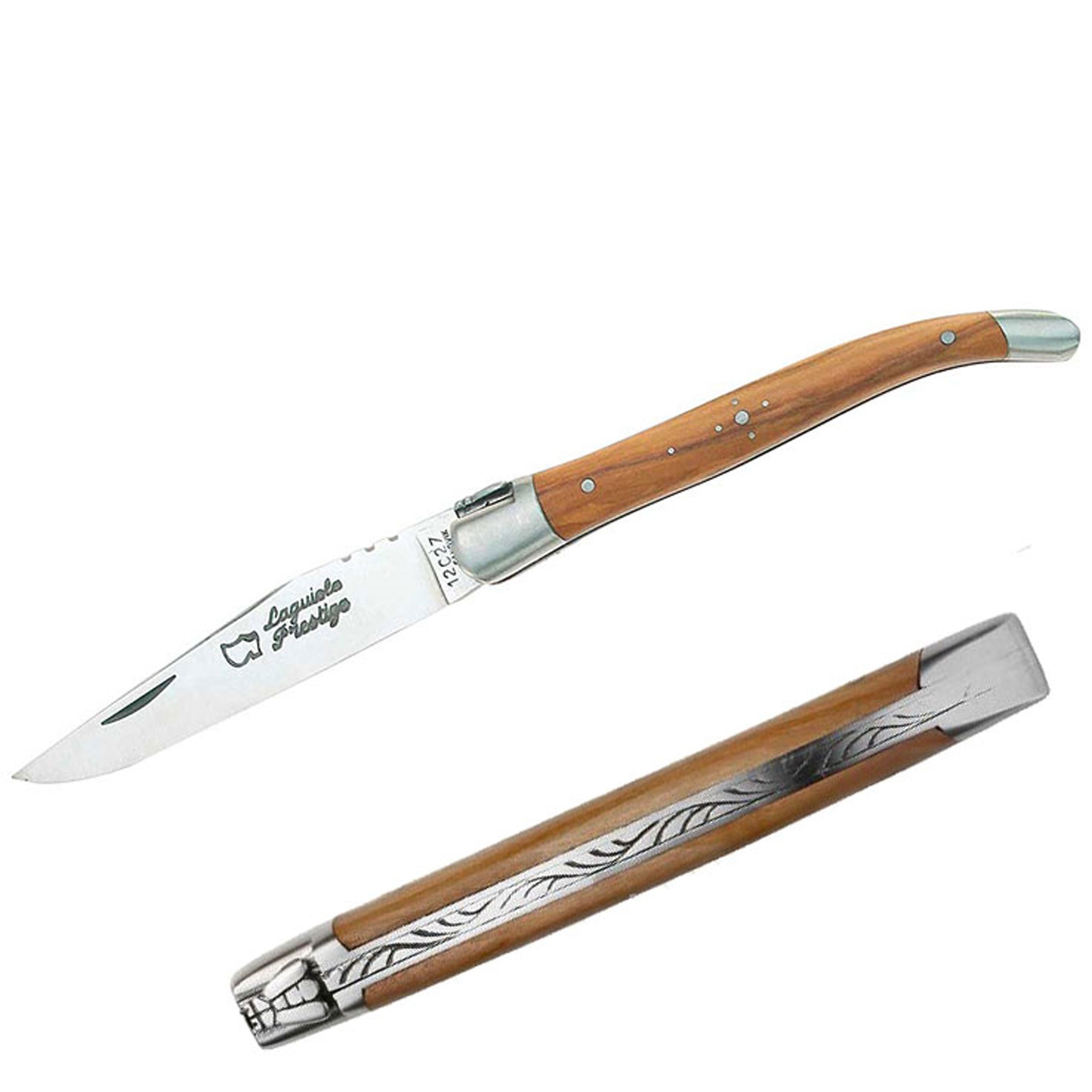 LAGUIOLE Spatengabel Laguiole Au sabot - Taschenmesser mit Olivenholz-Griff