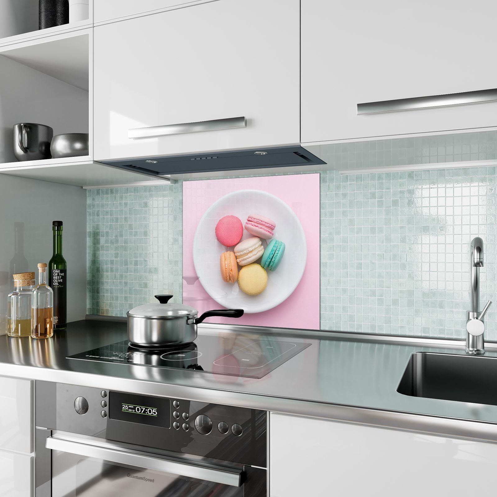 Spritzschutz Küchenrückwand mit Französische Glas Motiv Küchenrückwand Plätzchen Primedeco