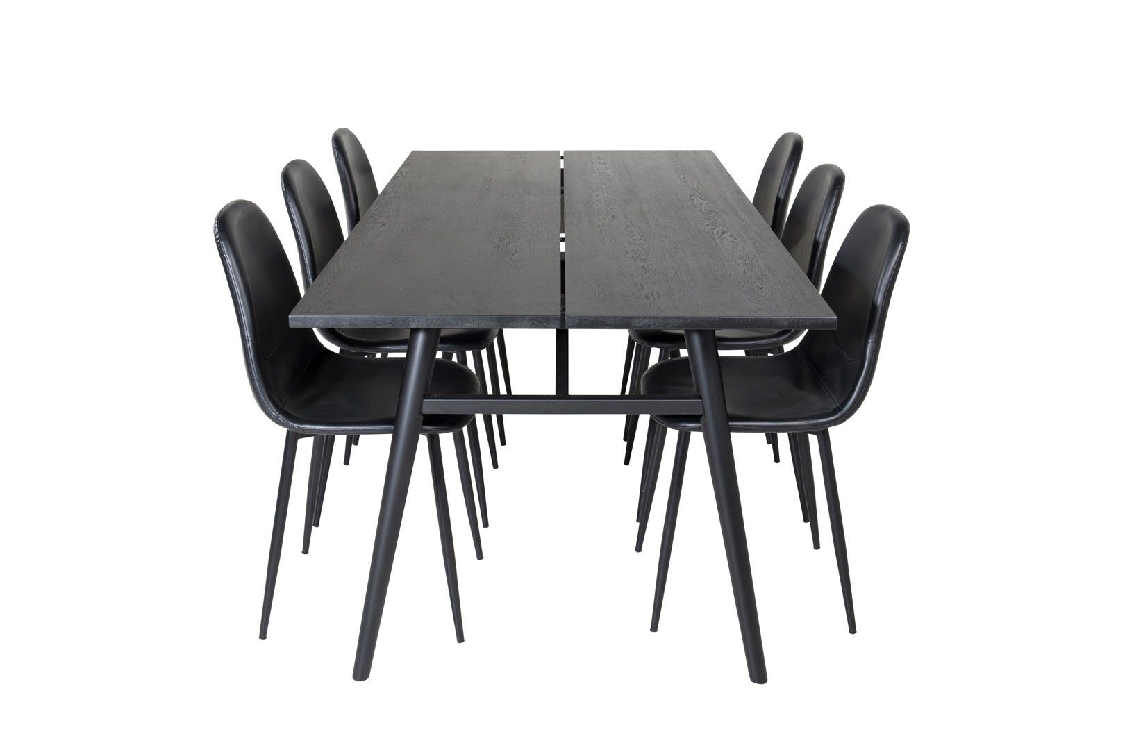 Lä, Essgruppe Essgruppe Tisch Sleek ebuy24 ausziehbarer schwarz;schwarzPUKunstleder Esstisch (7-tlg)