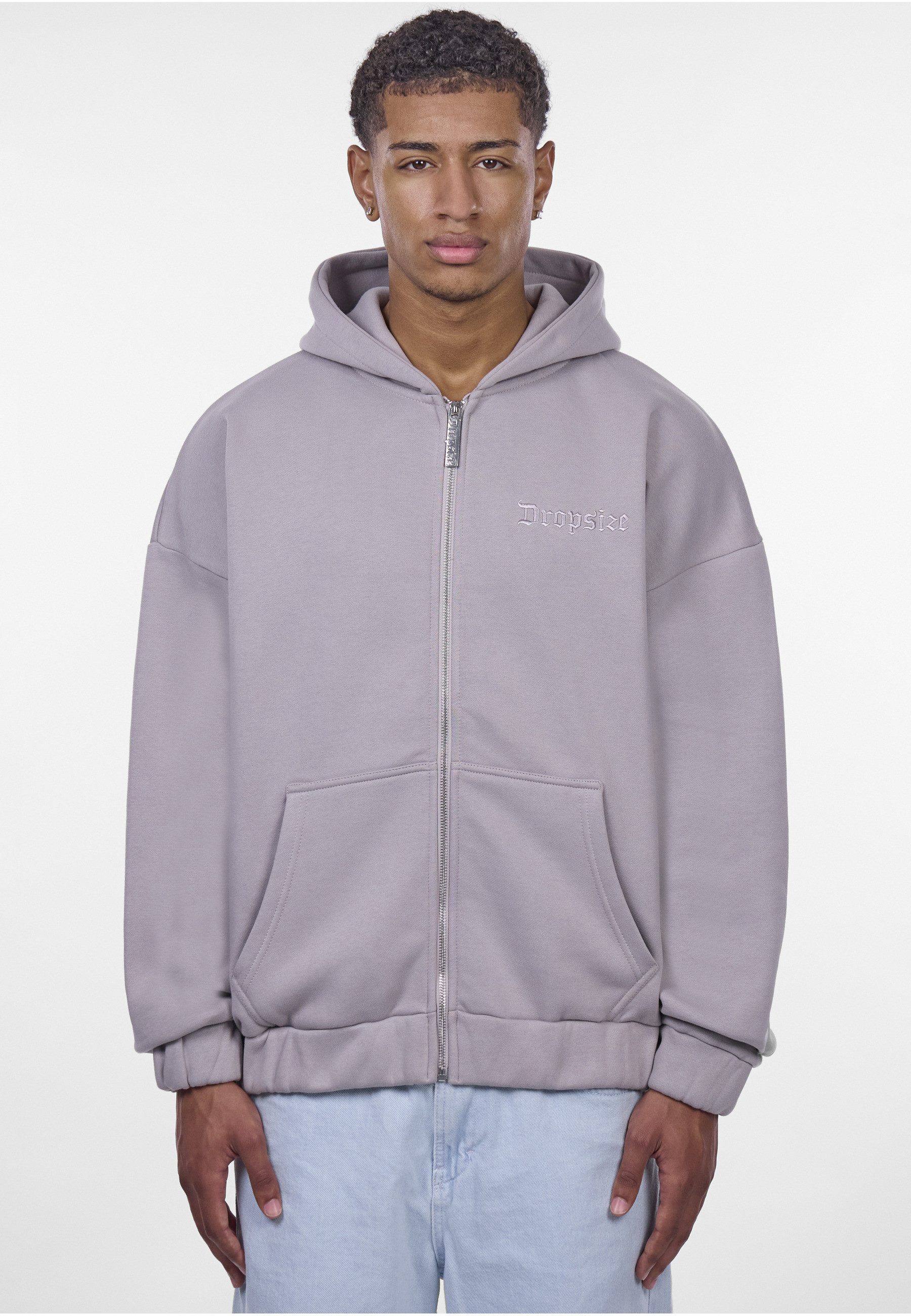 Dropsize Sweatjacke Dropsize HEAVY OVERSIZE EMBO ZIPPER HOODIE