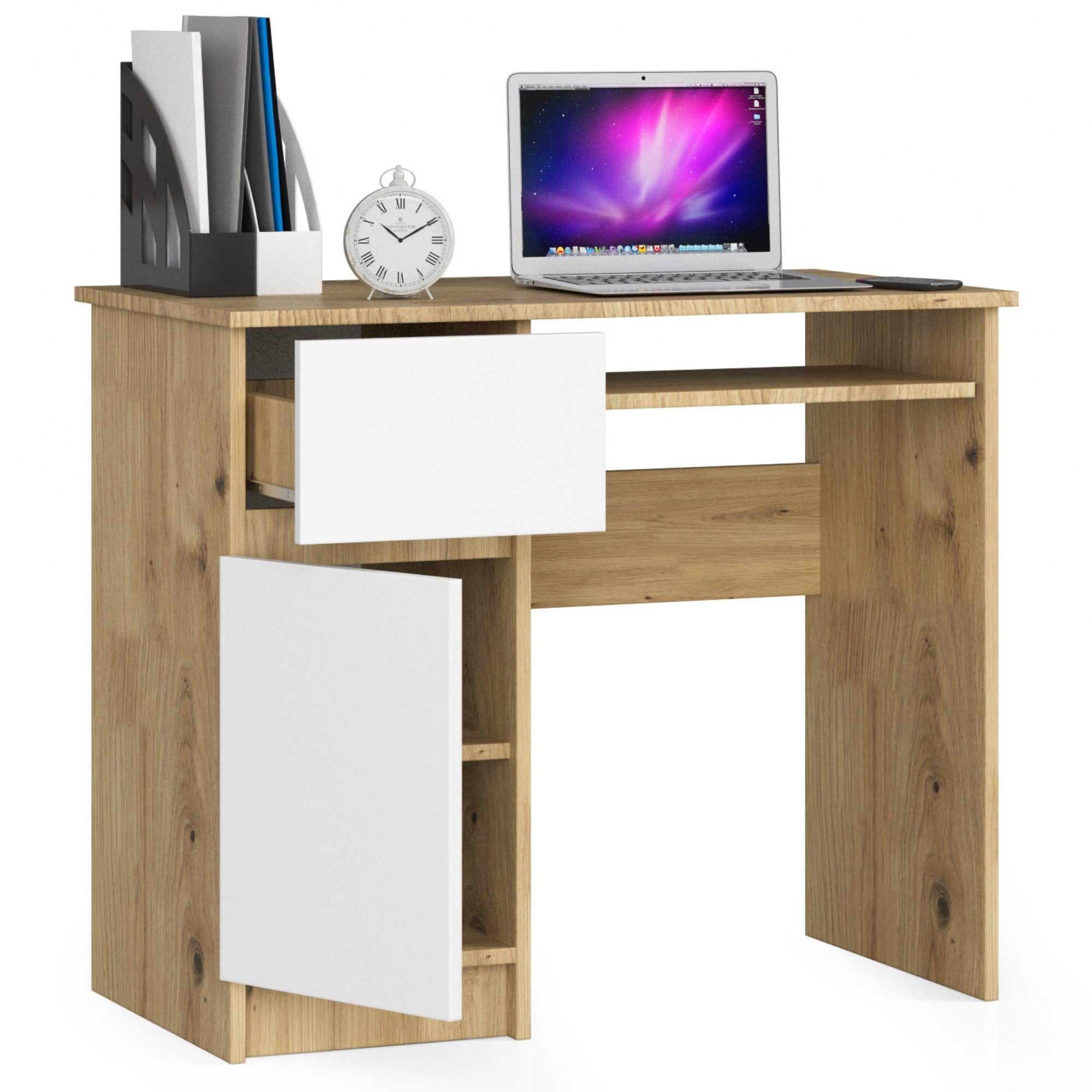 Raumhirsch Furniture Schreibtisch 90 cm Breite - Computertisch 90 cm Breite - Optimale Arbeitsfläche, Hochwertiges Laminat, Stauraum, elegantes Design, Selbstmontage