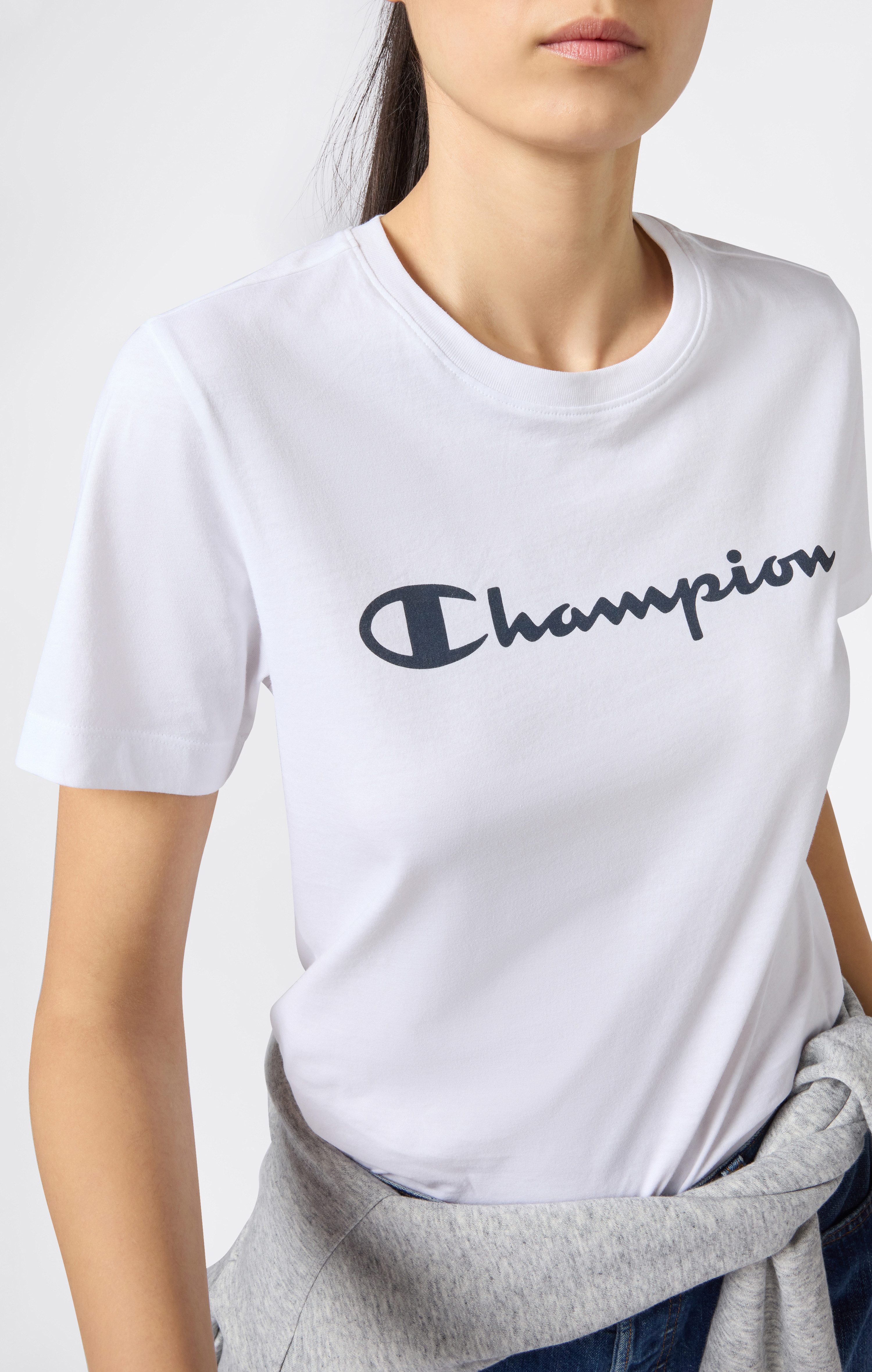 Champion T-Shirt mit Rundhalsausschnitt, Kurzarm, aus Baumwolle, klassischer Schnitt