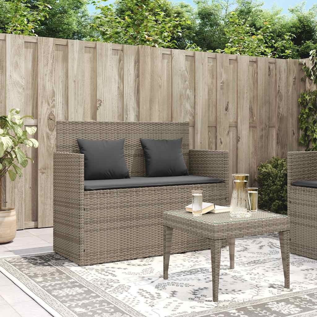 vidaXL Gartenbank Gartenbank mit Kissen Grau Poly Rattan (1-St)