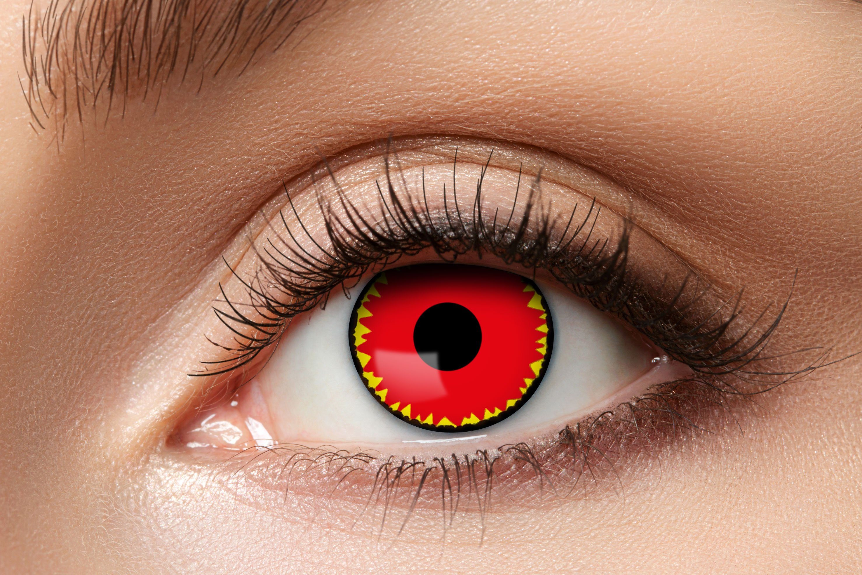 Farblinsen Demonic Red Kontaktlinsen. Dämonische Motivlinsen