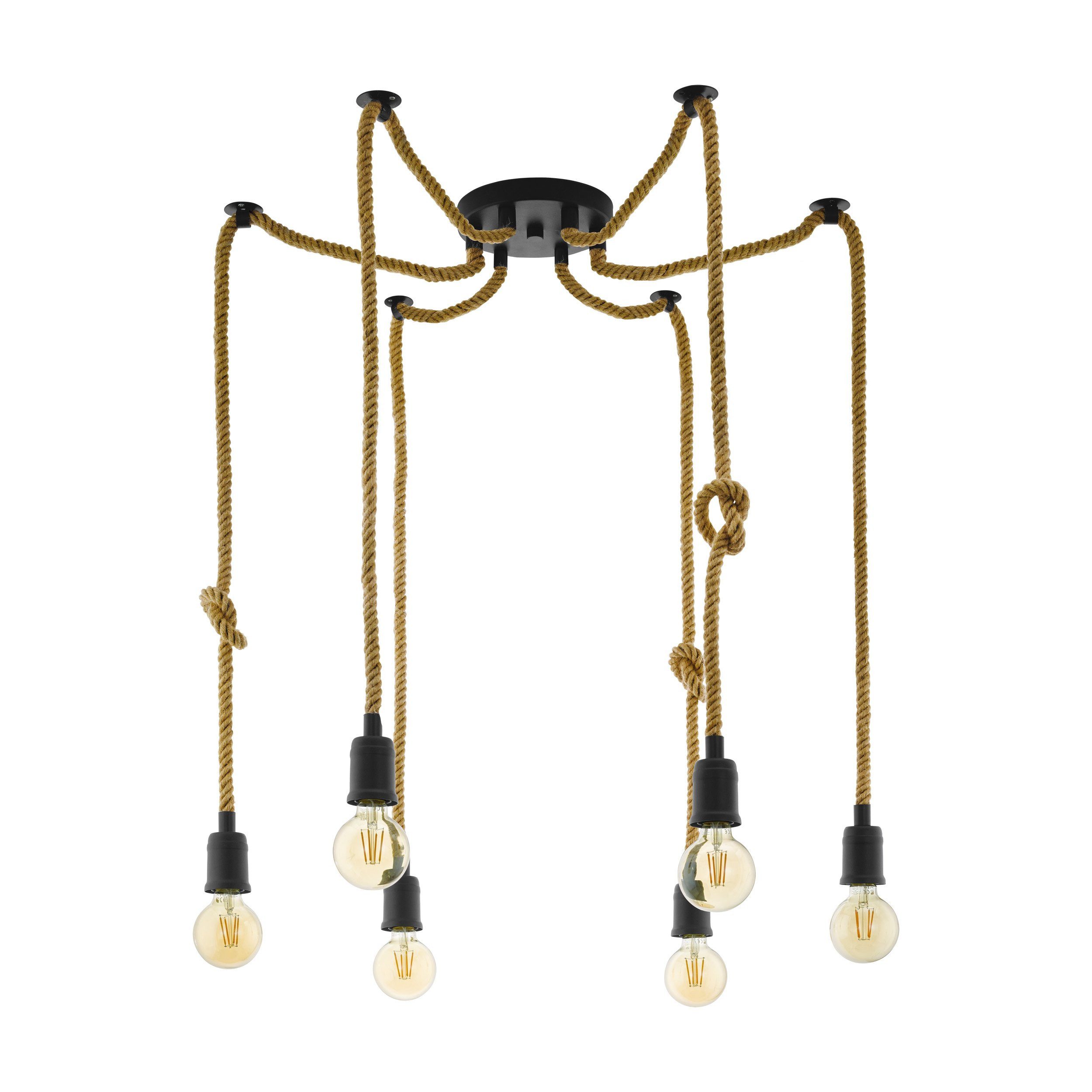 EGLO LED-Hängeleuchte Rampside, Leuchtmittel exklusive, Hängeleuchte - H159 x Ø18 cm - schwarz - 6X28W exkl.