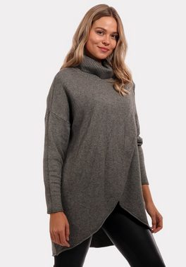 YC Fashion & Style Longpullover Strickpullover in Wickeloptik mit Rollkragen in Unifarbe