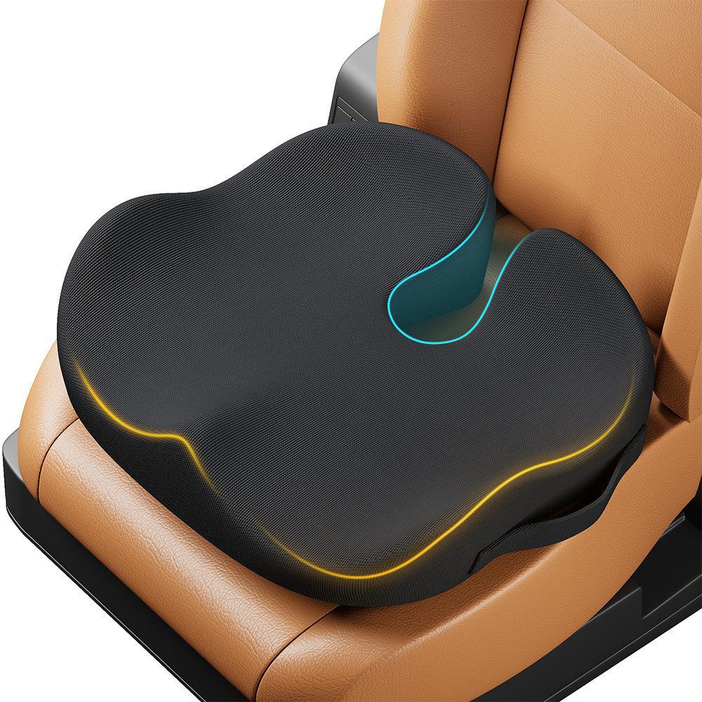 ProtoArc Sitzkissen Ergonomisches Sitzkissen, 10 cm Memory Foam für Büro & Auto, U-förmige Öffnung am Steißbein, rutschfeste Unterseite,Tragegriff