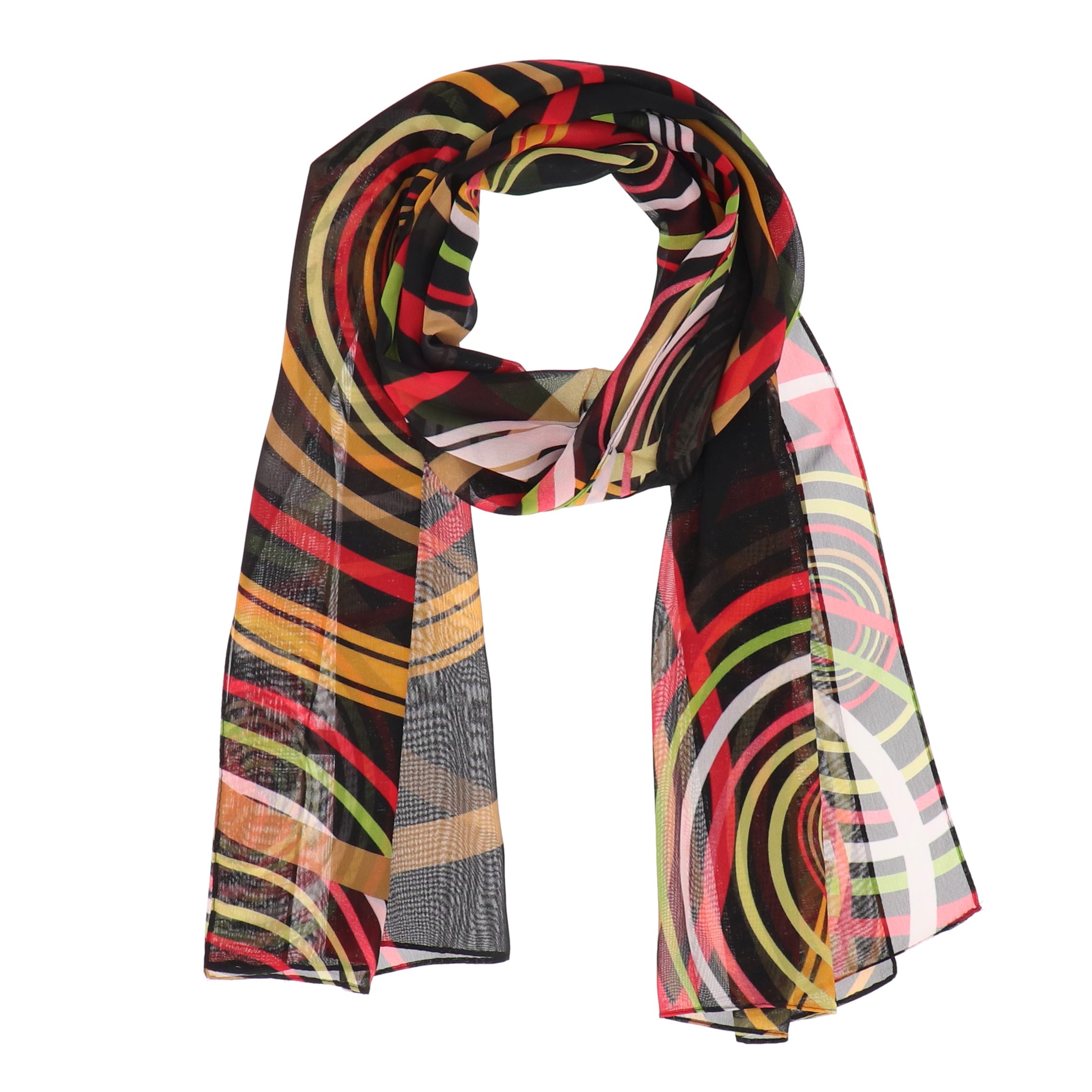 halsüberkopf Accessoires Modeschal Chiffon Circles, farbenfroher Druckschal