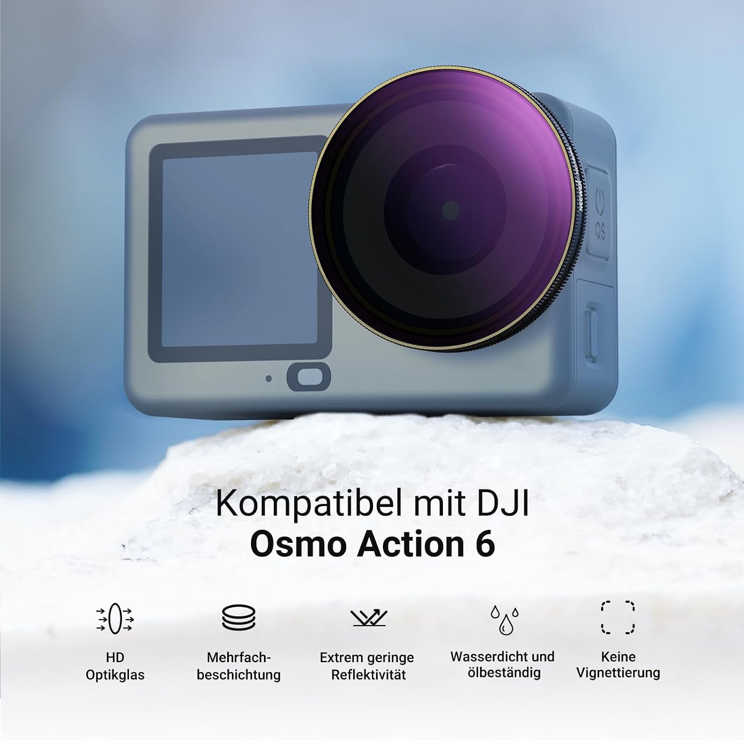 Neewer 4 Pack ND/PL Filter Set Kompatibel mit DJI Osmo Action 6 nur Foto-Filter-Sets (ND8/PL+ND16/PL+ND32/PL+ND64/PL, Snap-On-Befestigungsfilter) – Bild 2 von 5