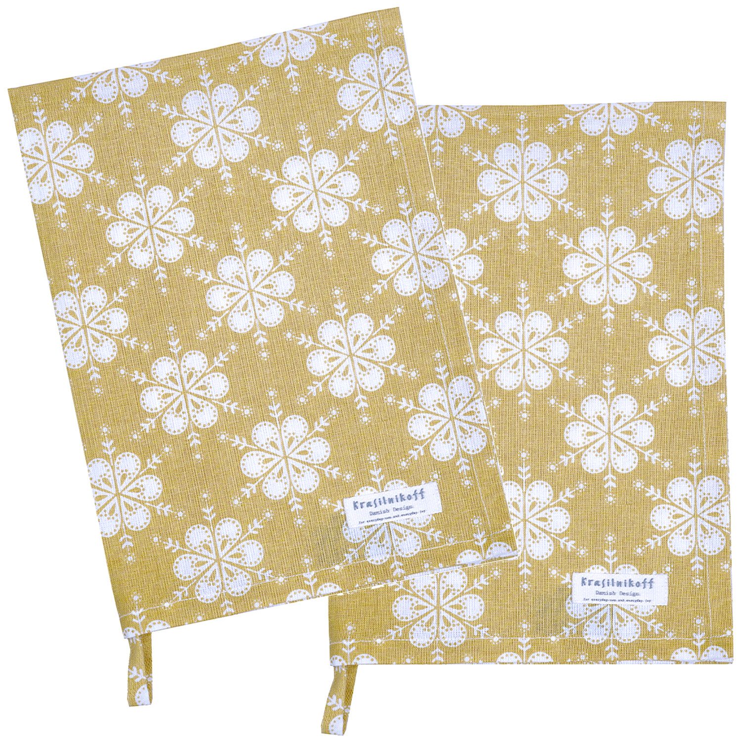 Krasilnikoff Geschirrtuch Flowers, (2-tlg., 2-teilig), Geschirrtücher ca.50x70cm Baumwolle