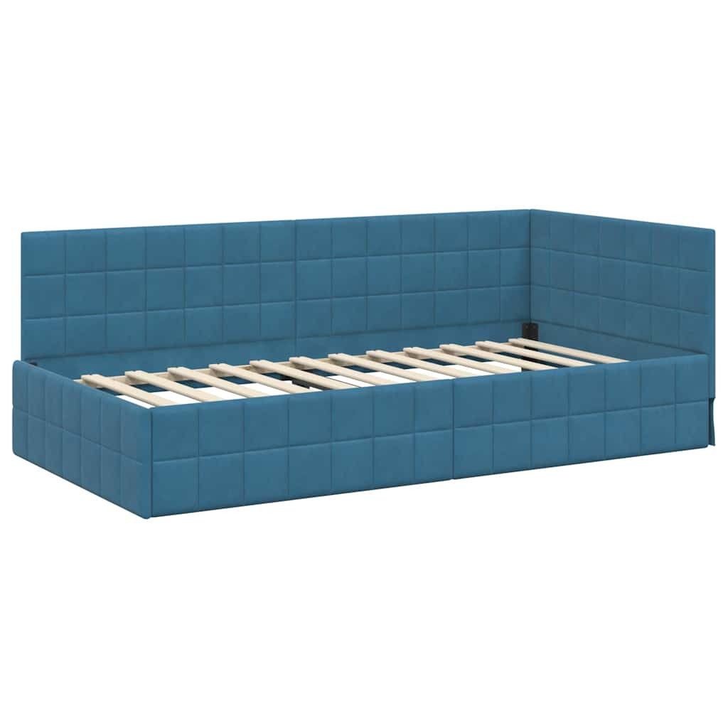 vidaXL Bett Eckbettgestell mit Kopfteil Blau günstig online kaufen