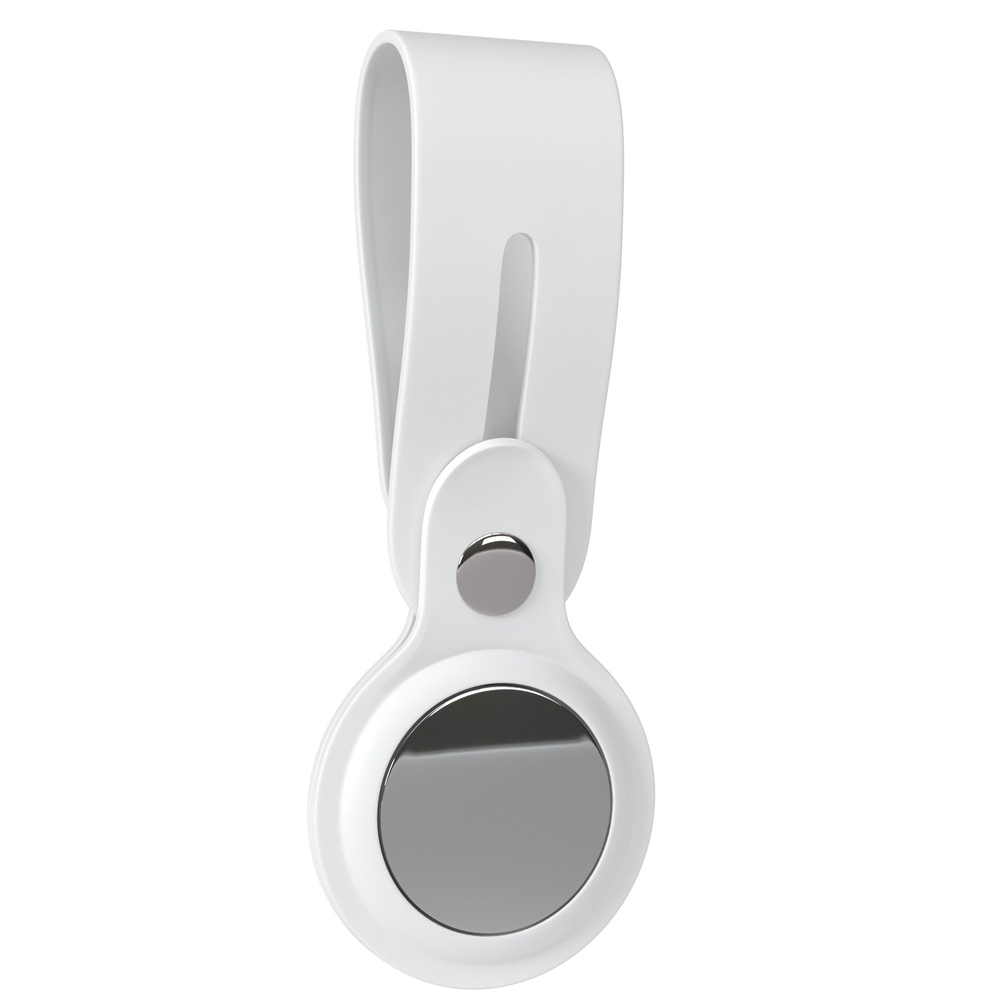 EAZY CASE Schlüsselanhänger Anhänger kompatibel mit Apple AirTag, Airtag Hülle mit langer Silikon Schlaufe Kratzfest GPS Tasche Weiß