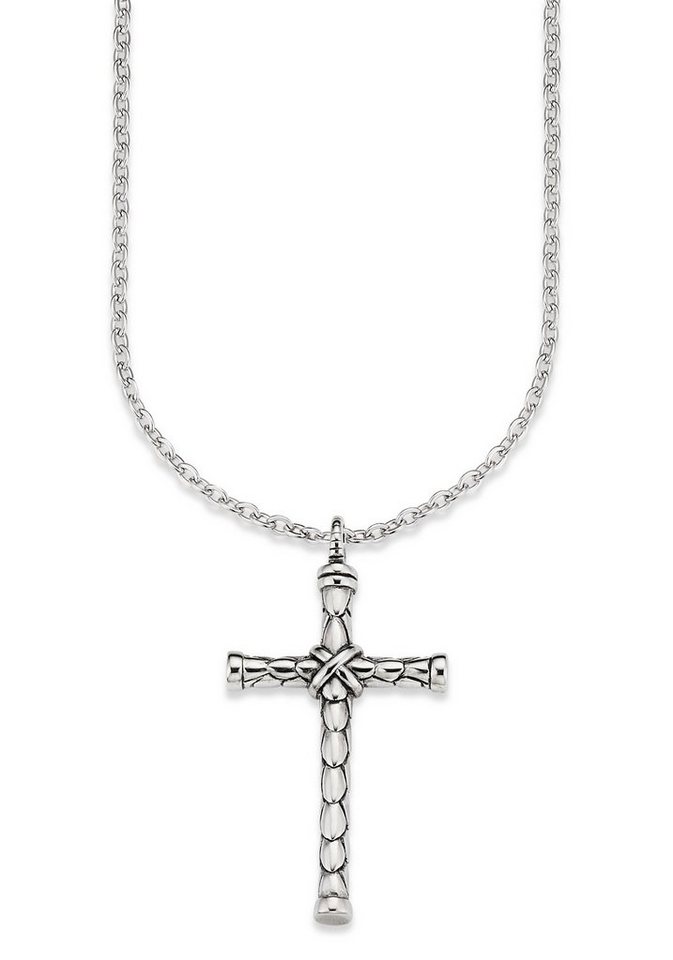 Bruno Banani Kette mit Anhänger Schmuck Geschenk, Halskette Kreuz  Ankerkette Silber