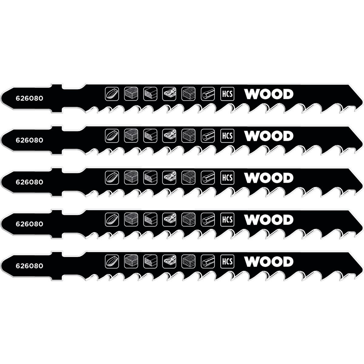 kwb Stichsägeblatt kwb 5x Stichsägeblätter für Holz, medium, 100mm (geeignet für Hartholz, 5x Stichsägeblätter für Holz, medium, 100mm (für Hartholz, Weichholz