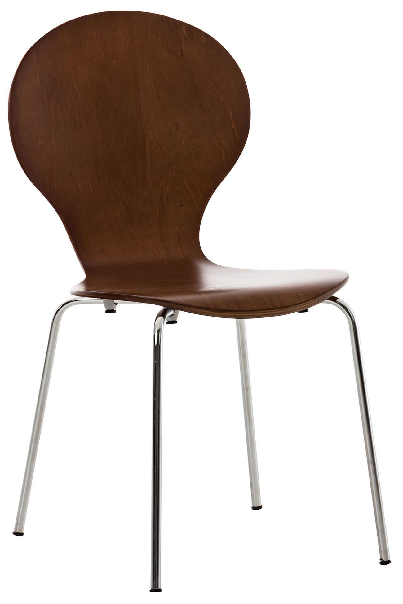 TPFLiving Besucherstuhl Daggy mit ergonomisch geformter Sitzfläche - Konferenzstuhl (Besprechungsstuhl - Warteraumstuhl - Messestuhl), Gestell: Metall chrom - Sitzfläche: Holz braun
