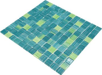 Mosani Mosaikfliesen Glasmosaik Mosaikfliesen Strich gelb türkis grün Schwimmbadmosaik