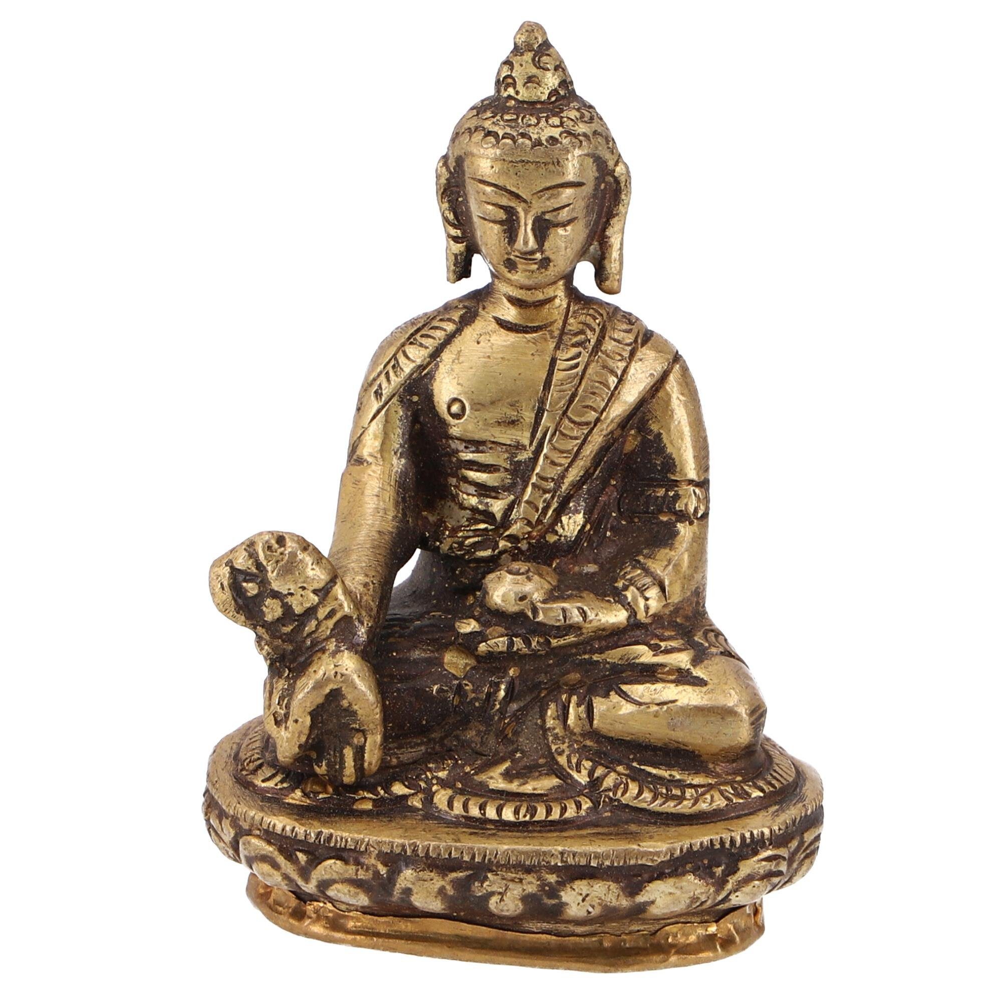 Buddhafigur Buddha Statue aus Messing Medizin Buddha 8 cm -..