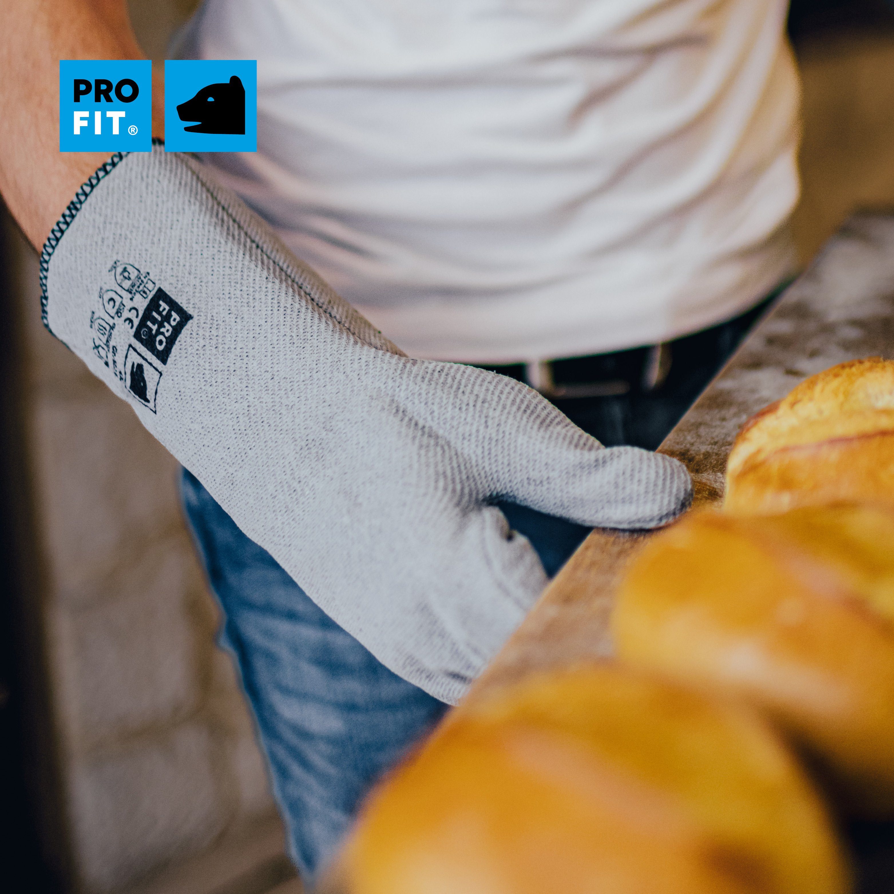PRO FIT Hitzeschutzhandschuhe aus Nitril, Ofenhandschuh, Bäckerhandschuh, Grillhandschuh, Grau (1, Paar) geeignet bis 250°, geeignet für Lebensmittel, 35 cm lang