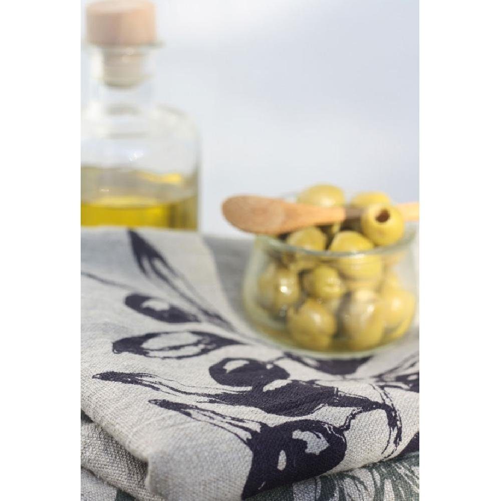 Geschirrtuch Oliveschwarz Olive Geschirrtuch Natur Leinen Frohstoff