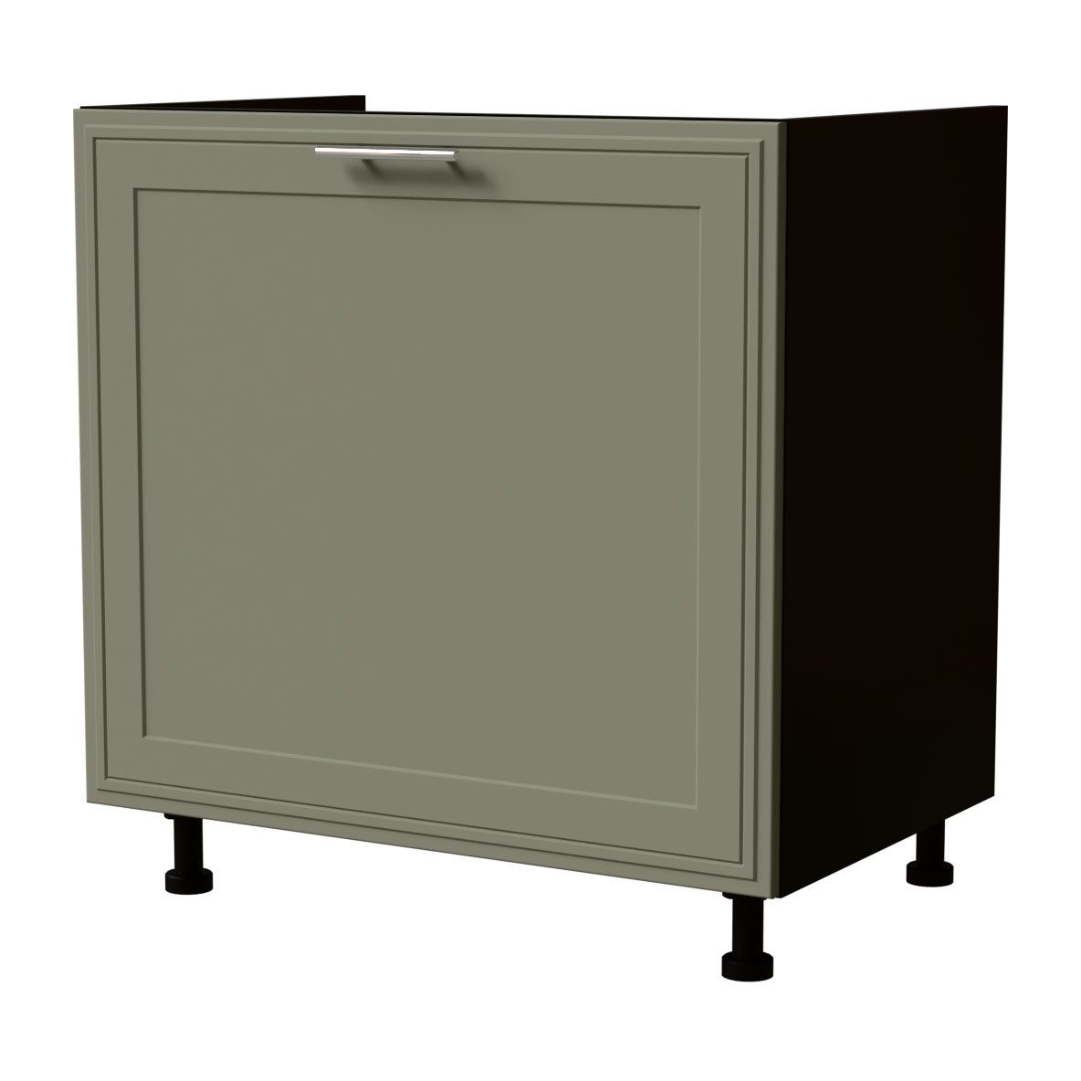 Feldmann-Wohnen Spülenunterschrank Salo (D1ZM/80, 1 Schublade, Blum Metabox Teilauszug, 1-St., moderne Kassettenoptik, folierte Fronten) schwarz / reed green matt