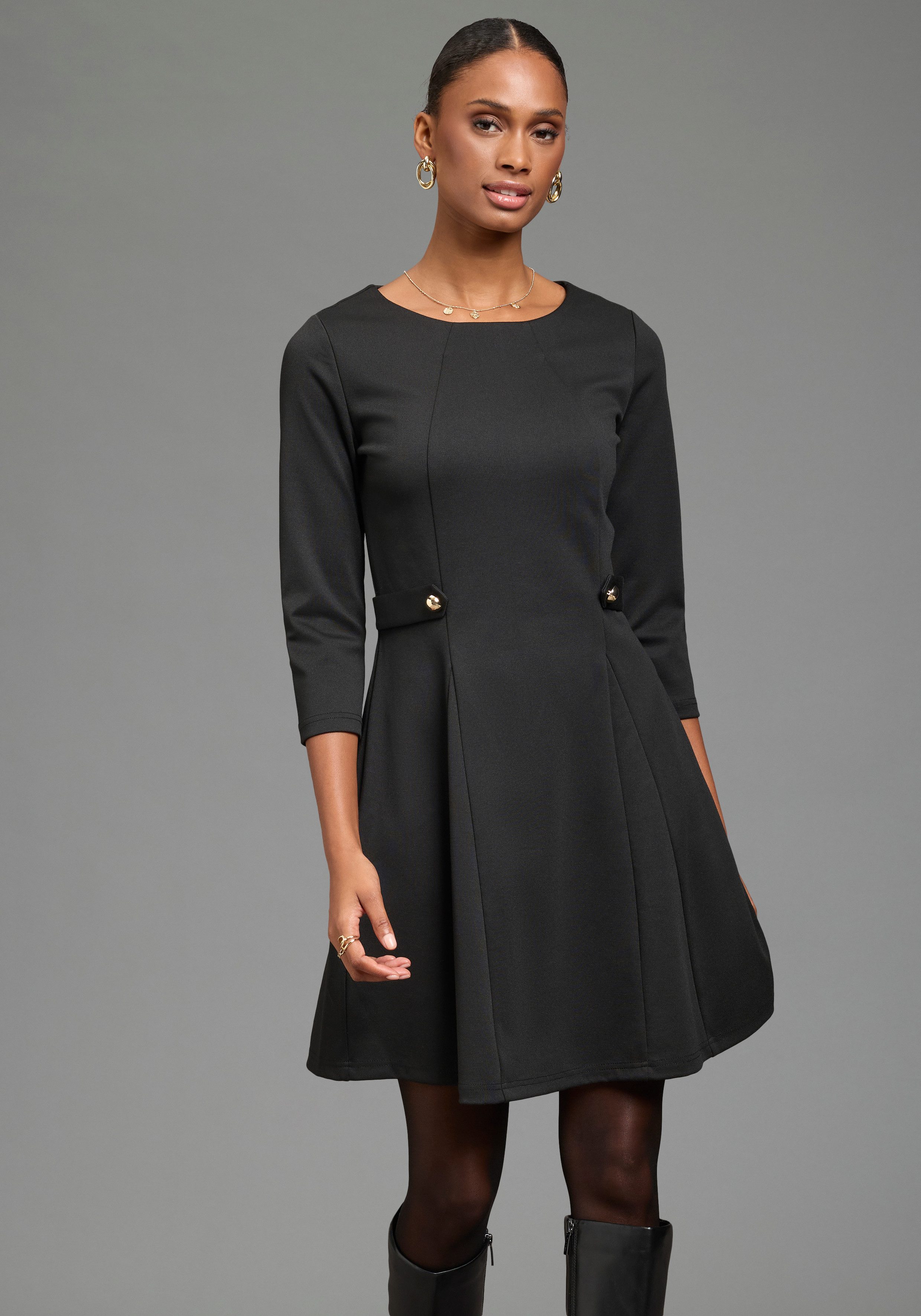 Laura Scott Jerseykleid in extrakurzer A-Linie, mit 3/4-Ärmeln