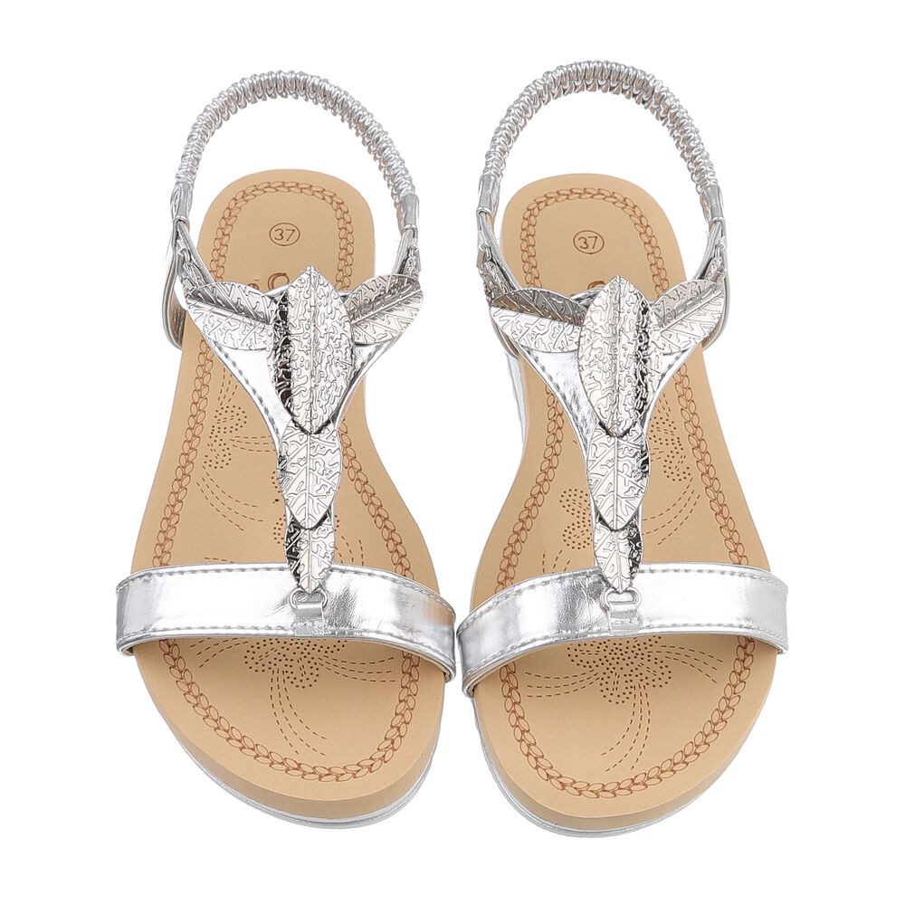 Ital-Design Damen Freizeit Riemchensandalette (86016896) Keilabsatz/Wedge Keilsandaletten in Silber – Bild 4 von 4