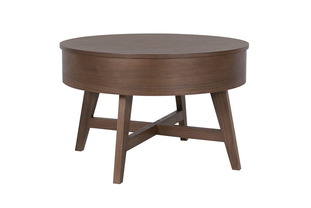 riess-ambiente Couchtisch KYOTO 70cm braun - Mangoholz, Massiv, Walnuss-Design, mit Stauraum (Einzelartikel, 1-St), Runder Beistelltisch - ideal für Wohn- und Schlafzimmer oder Lofts