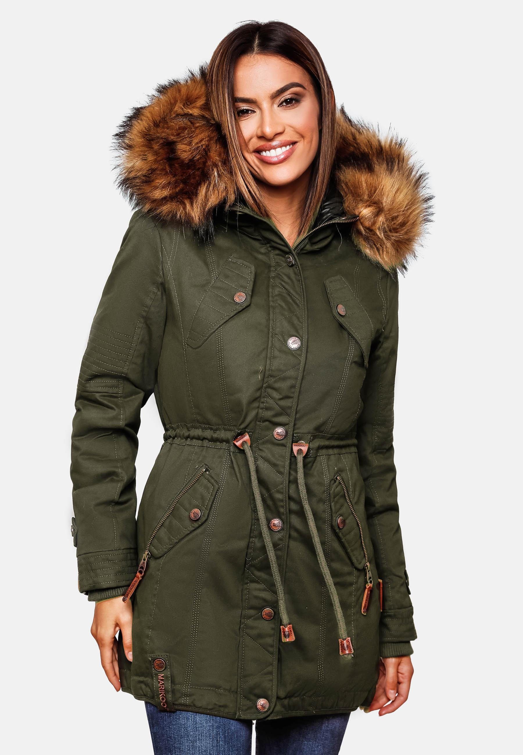 Marikoo Wintermantel La Viva Prc stylischer Winterparka mit abnehmbarem Kunstfell