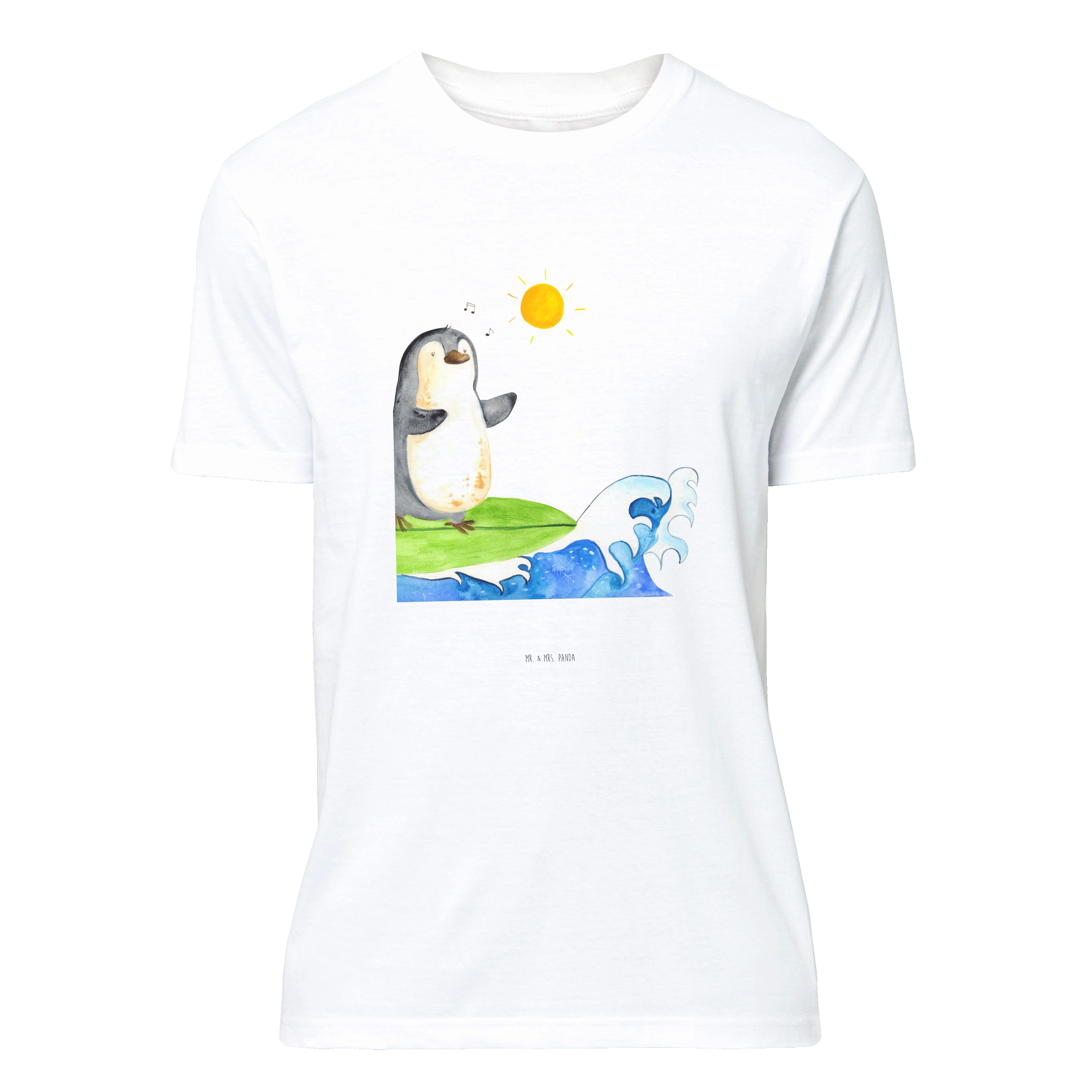 Mr. & Mrs. Panda T-Shirt Pinguin Surfer - Weiß - Geschenk, Frauen, Wellen, Wellen reiten, Dame (1-tlg)