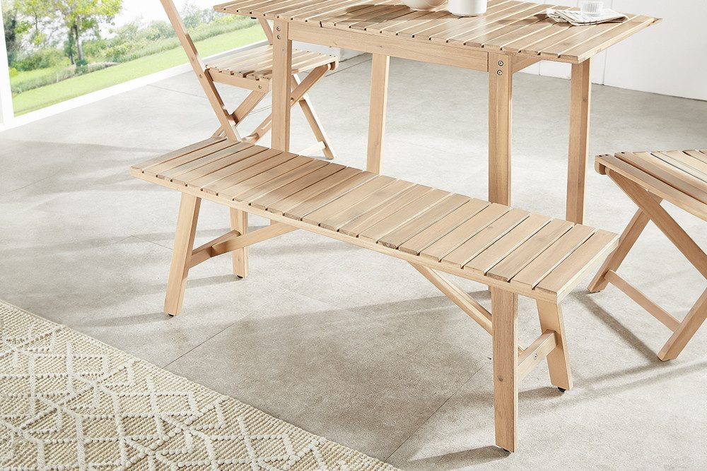 riess-ambiente Gartenbank BALI 110cm natur hell – wetterfest, Massivholz, O günstig online kaufen