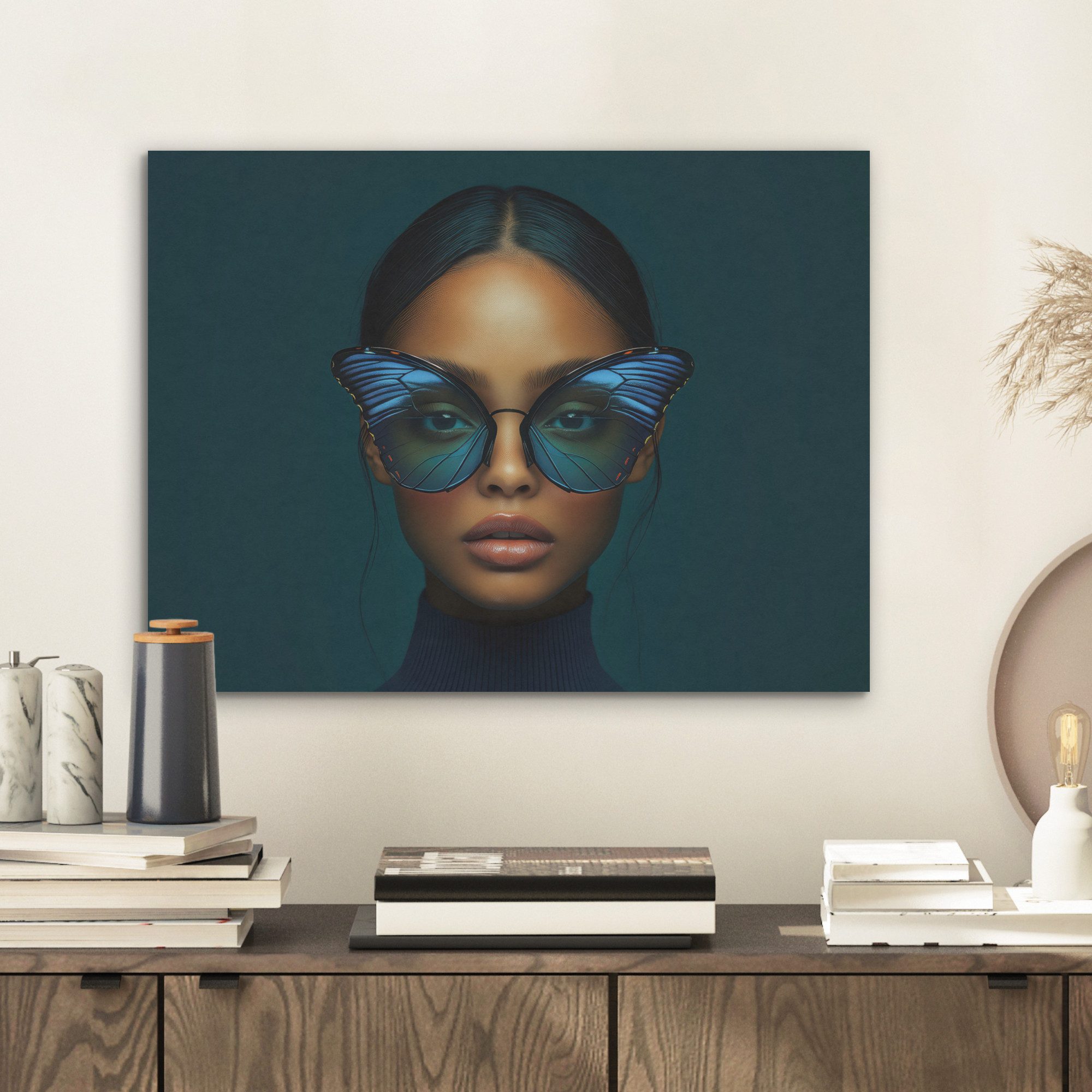 MuchoWow Gemälde Frau - Schmetterling - günstig online kaufen