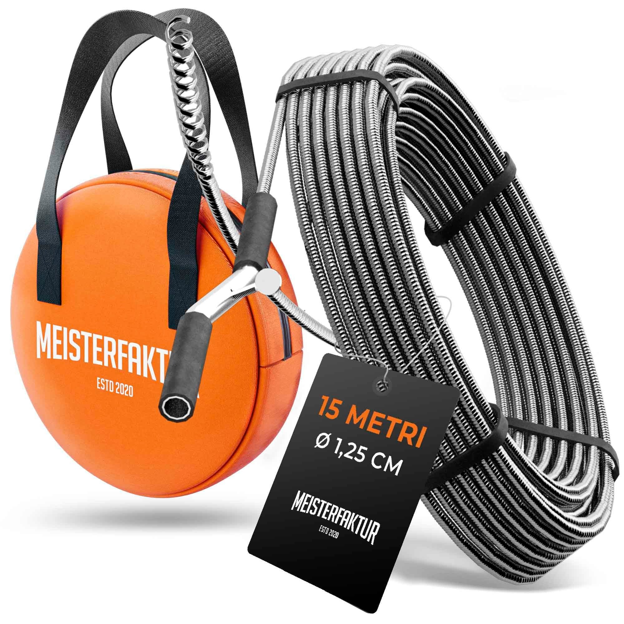 Meisterfaktur Rohrreinigungsspirale 3.0 - extra lang - Abflussspirale für eine umweltfrdl. Rohrreinigung, L: 1500 cm, ∅ 125 mm, Die Rohrspirale für echte Heimwerker!
