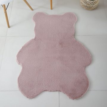 Teppich Bär Form, Teppium, Rechteckig, Höhe: 25 mm, Teppich Plüsch Einfarbig Bärform Kunstfell Kinderzimmer
