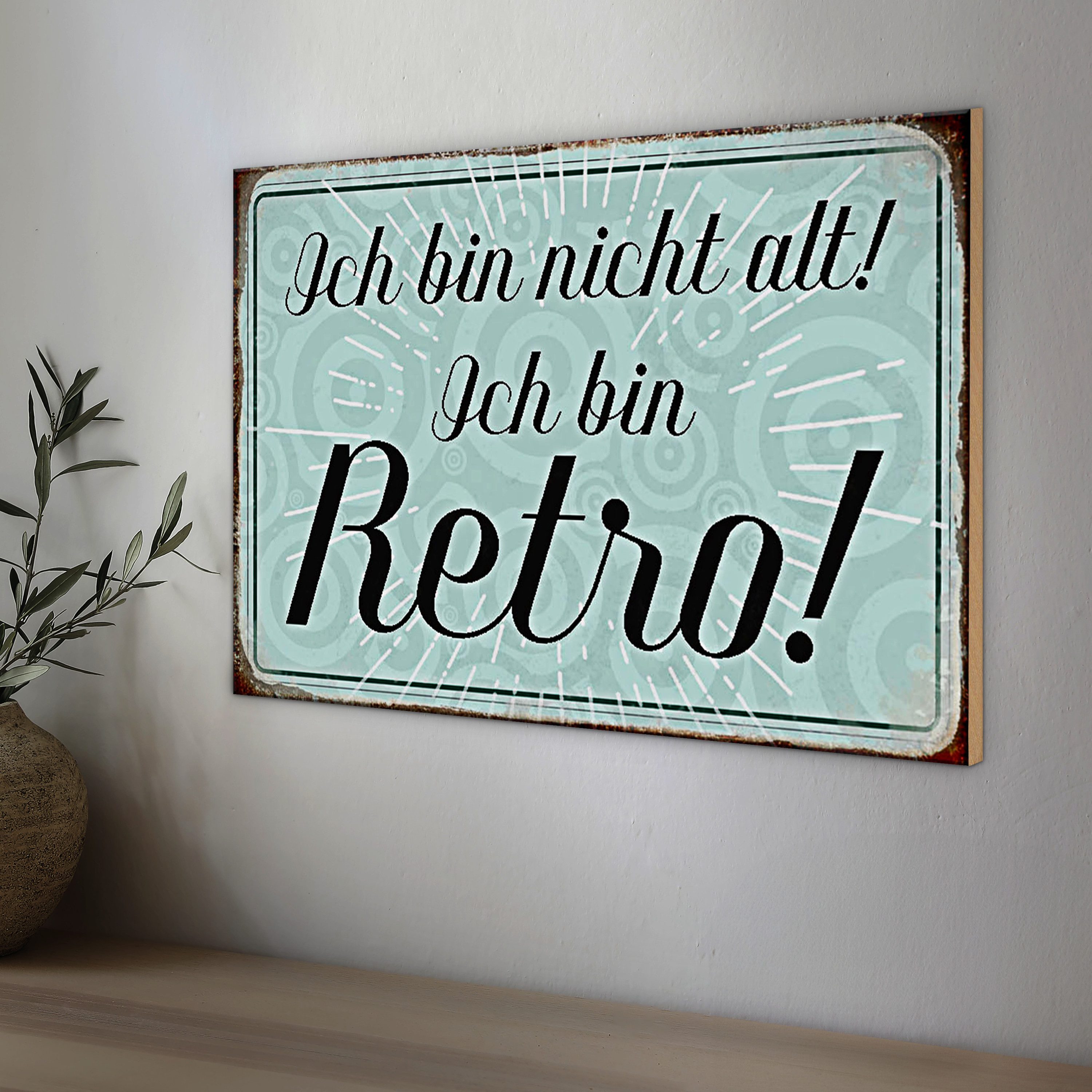 Roomando Holzbild Holzschild Spruch 30x20cm ich bin nicht alt ich bin Retro