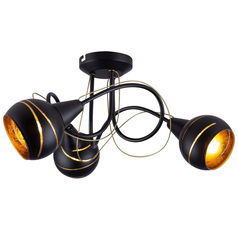 Leuchte LED inklusive, Deckenleuchte, Decken Farbwechsel, Leuchtmittel Glas Fernbedienung schwarz-gold Kugeln Warmweiß, etc-shop