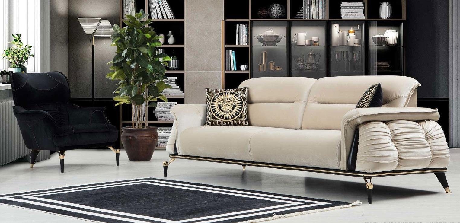 JVmoebel Wohnzimmer-Set Luxus 2tlg Wohnzimmer Set Sofa 3-Sitzer mit sessel Modernes Design, (2-St., 1x Sofa 3-Sitzer + 1x Sessel), Made in Europa