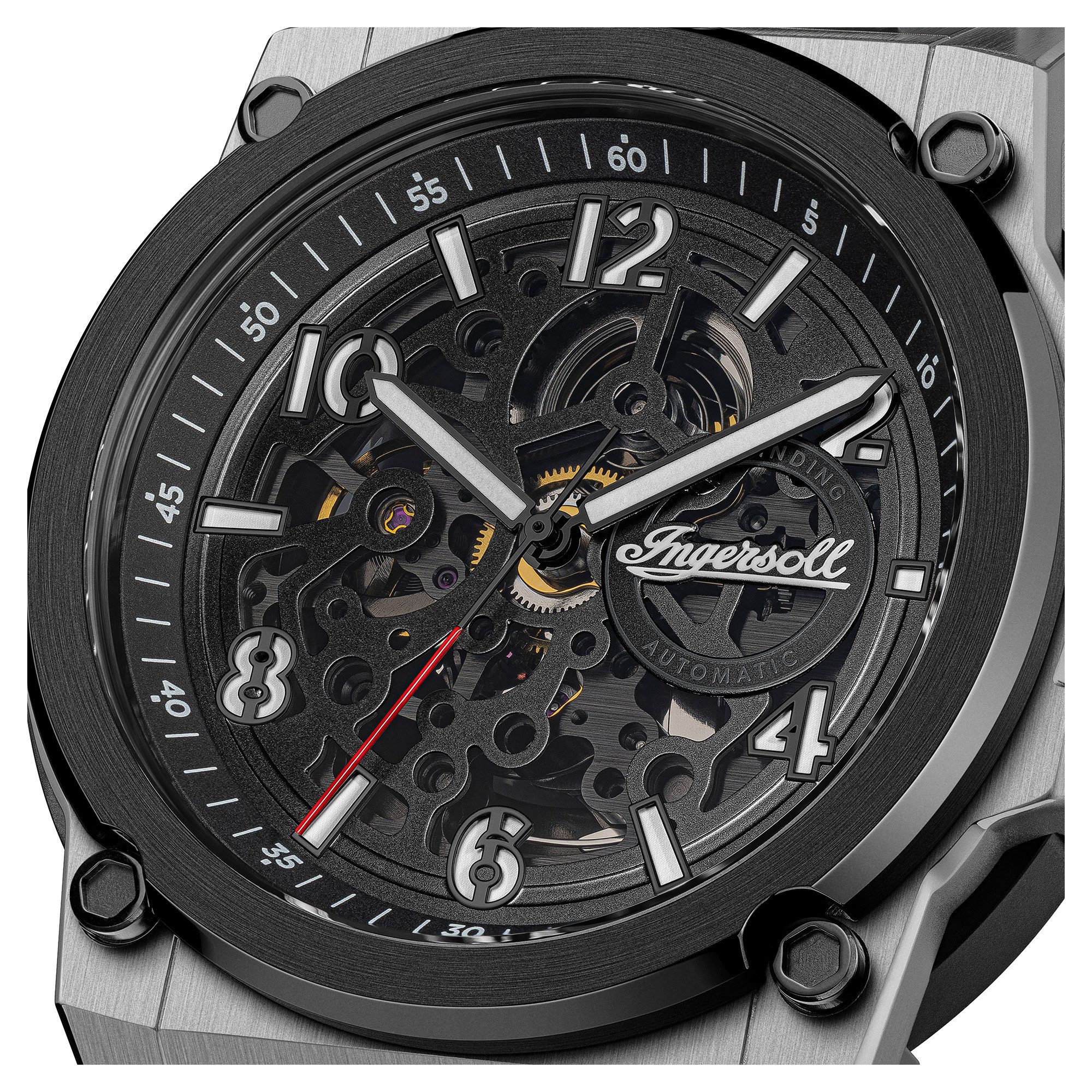 Ingersoll Automatikuhr The Anvil I16601, Armbanduhr, Herrenuhr, Mechanische Uhr, Edelstahlarmband, analog
