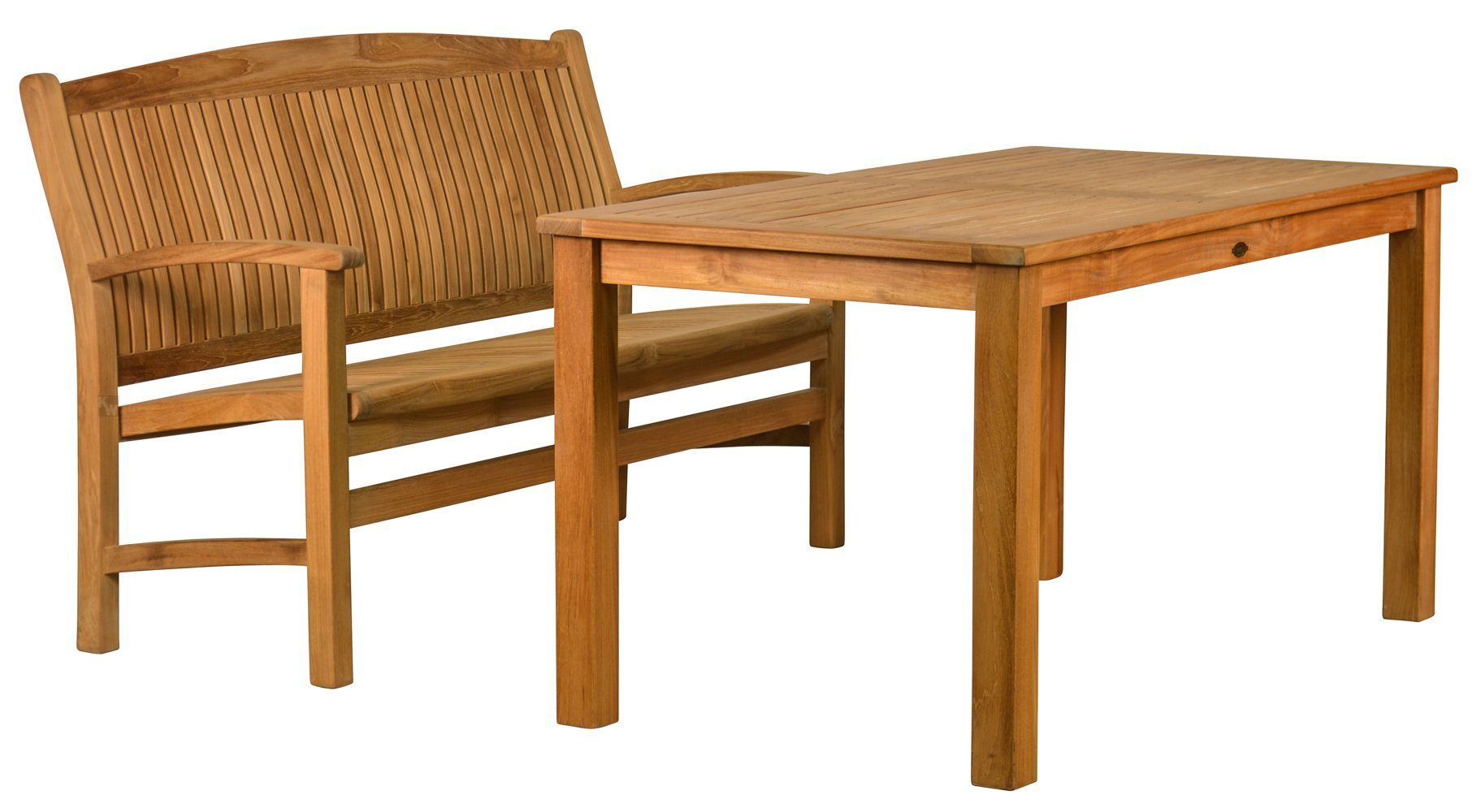 Kai Wiechmann Garten-Essgruppe Premium Teak Sitzgruppe aus 1 Bank 120 cm und 1 Tisch 120 x 80 cm, (2-tlg., 1 Bank, 1 Tisch), hochwertiges Set aus Teak Gartenbank und Esstisch