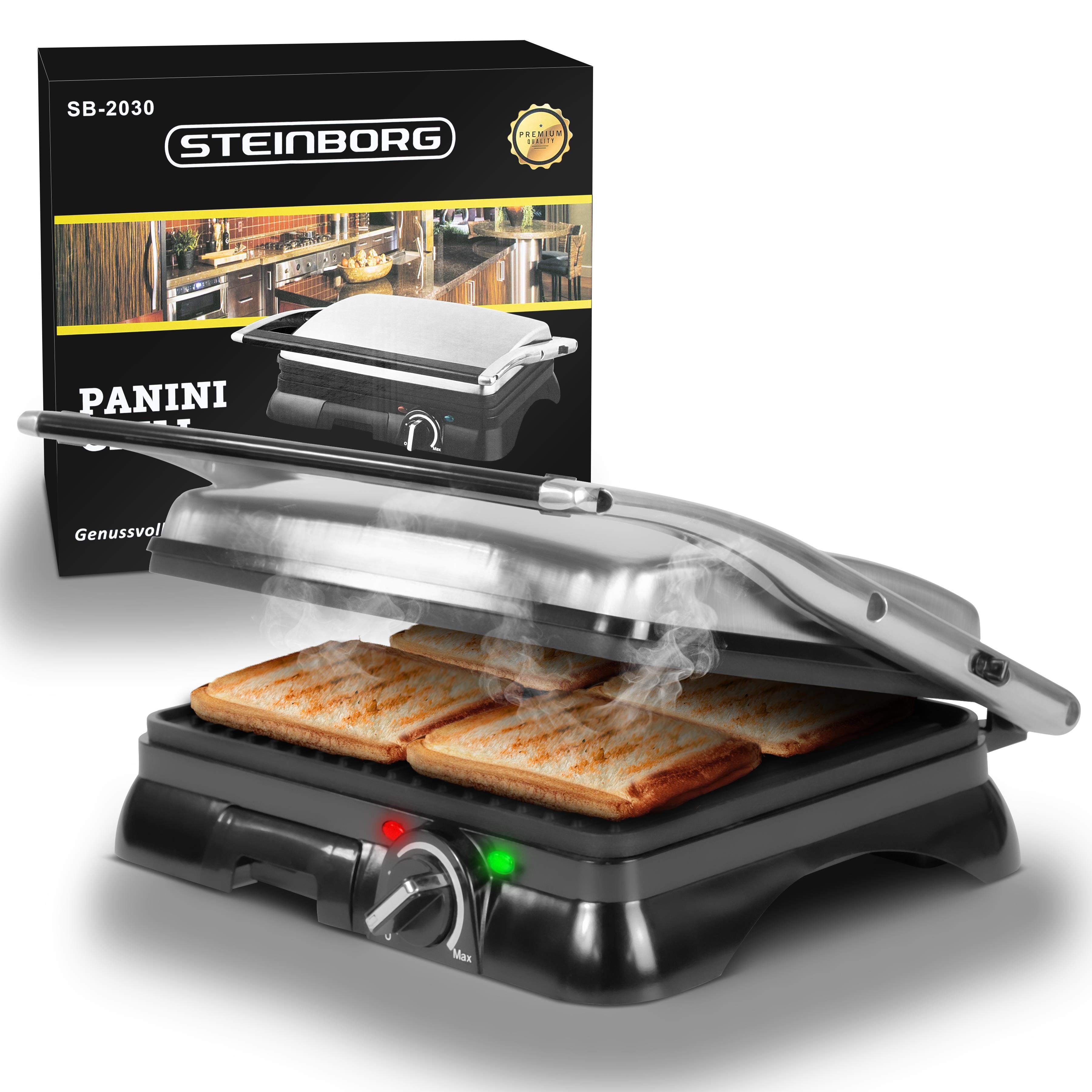 STEINBORG Kontaktgrill SB-2030, 2000 W, 180° Öffnung, Antihaftbeschichtung