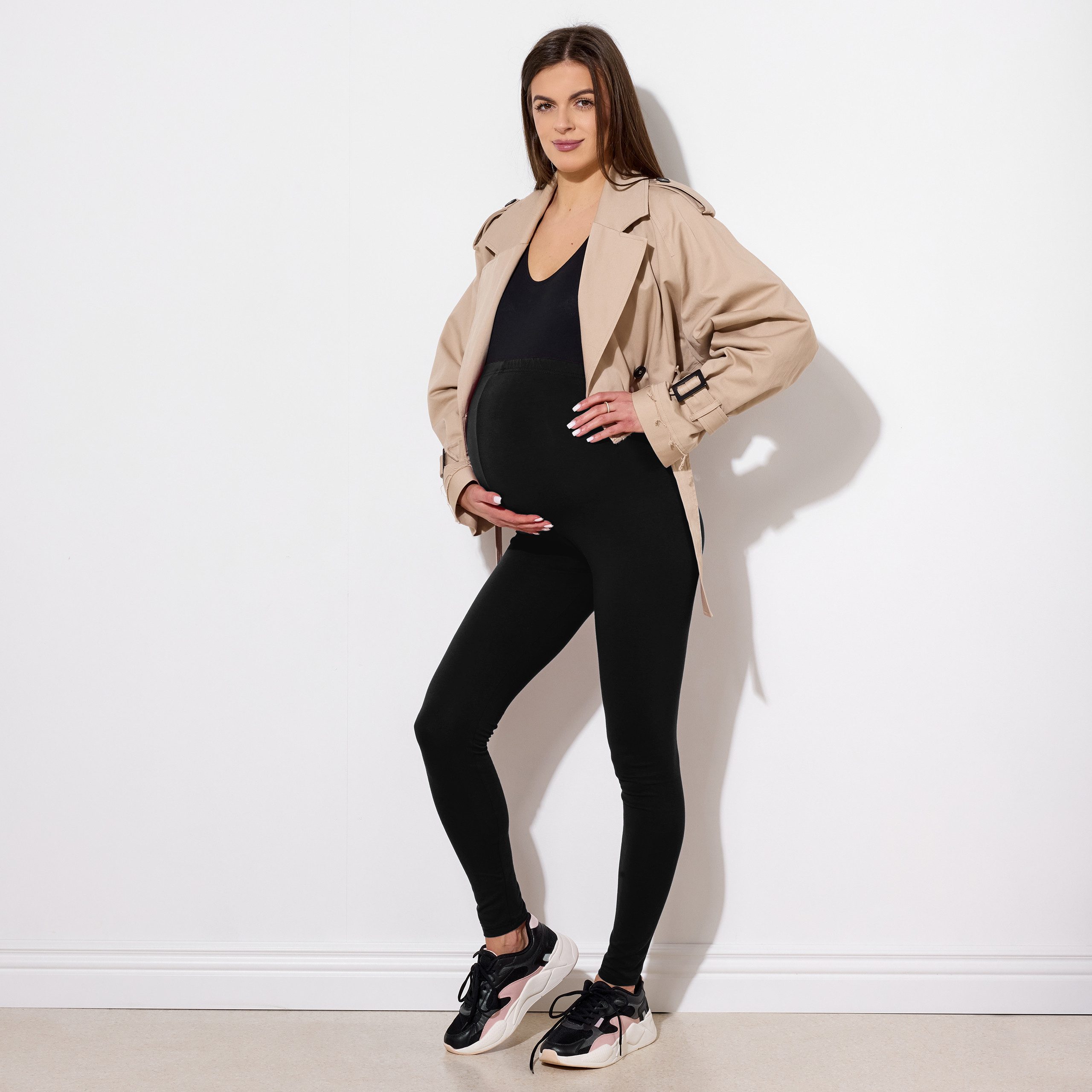 Be Mammy Umstandsleggings Lange Umstandshose aus Viskose BE-02 2er Pack (2-tlg) elastischer Bund – Bild 4 von 5