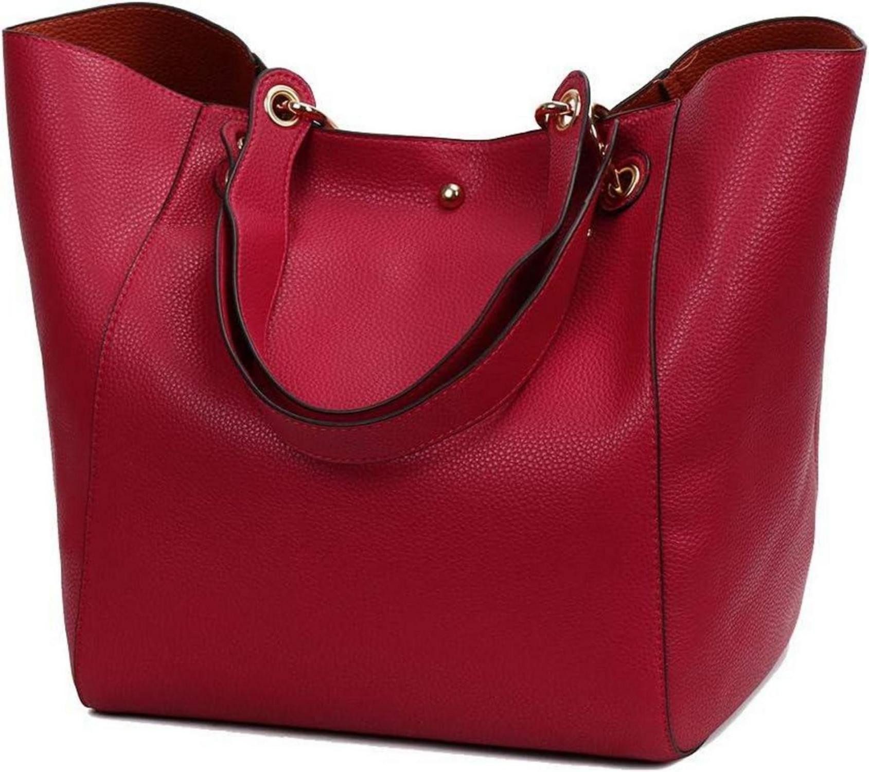 Shopper Damen 2in1 Shopper Schultertasche PU-Leder Vintage Hobo Handtasche