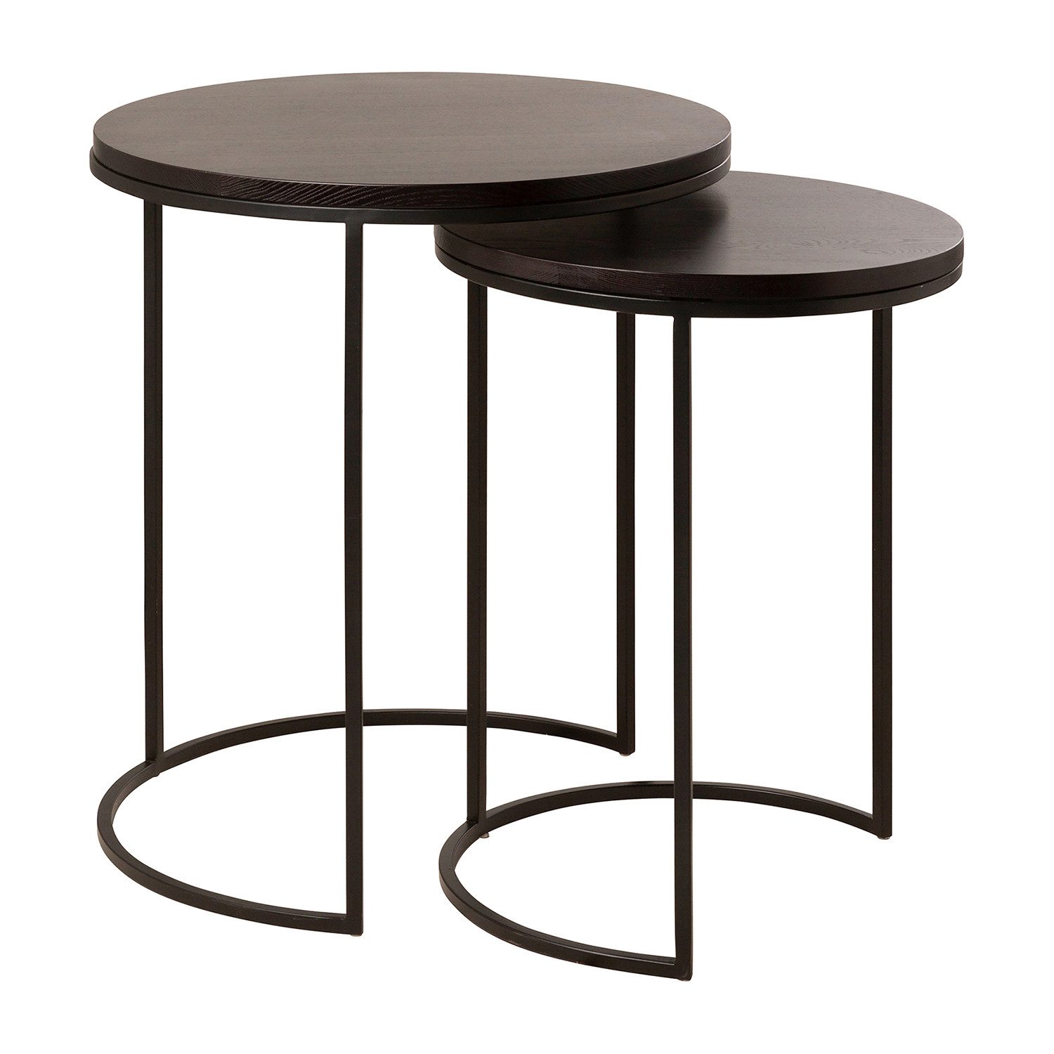 Tabletttisch PERON Beistelltisch 2er Set- H.58cm x B.51cm - espresso/schwarz