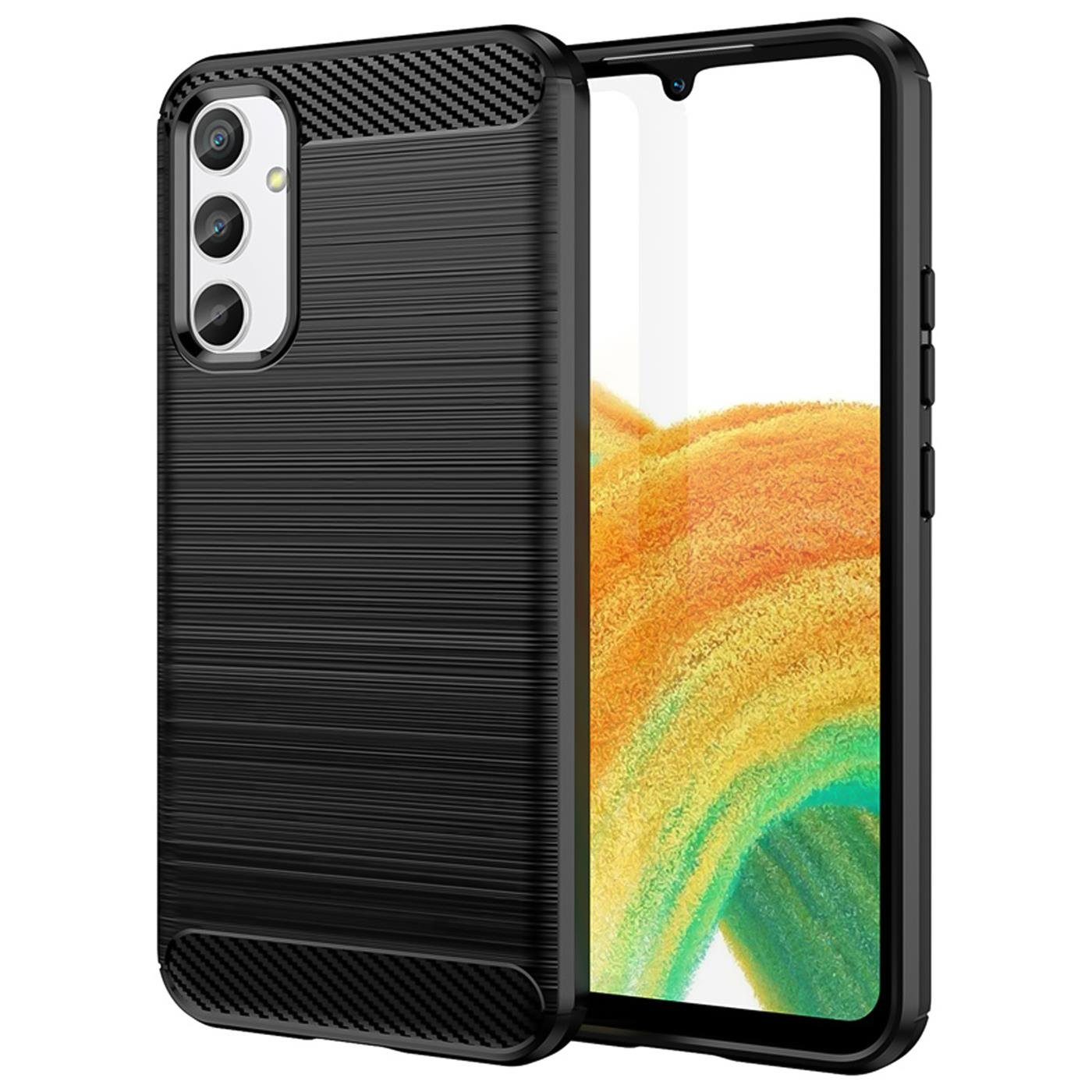 CoolGadget Handyhülle Carbon Handy Hülle für Samsung Galaxy A34 5G 6,5 Zoll, robuste Telefonhülle Case Schutzhülle für Samsung A34 5G Hülle